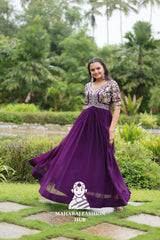 Designer Faux Blooming Gown Crafted for Festive Moments
