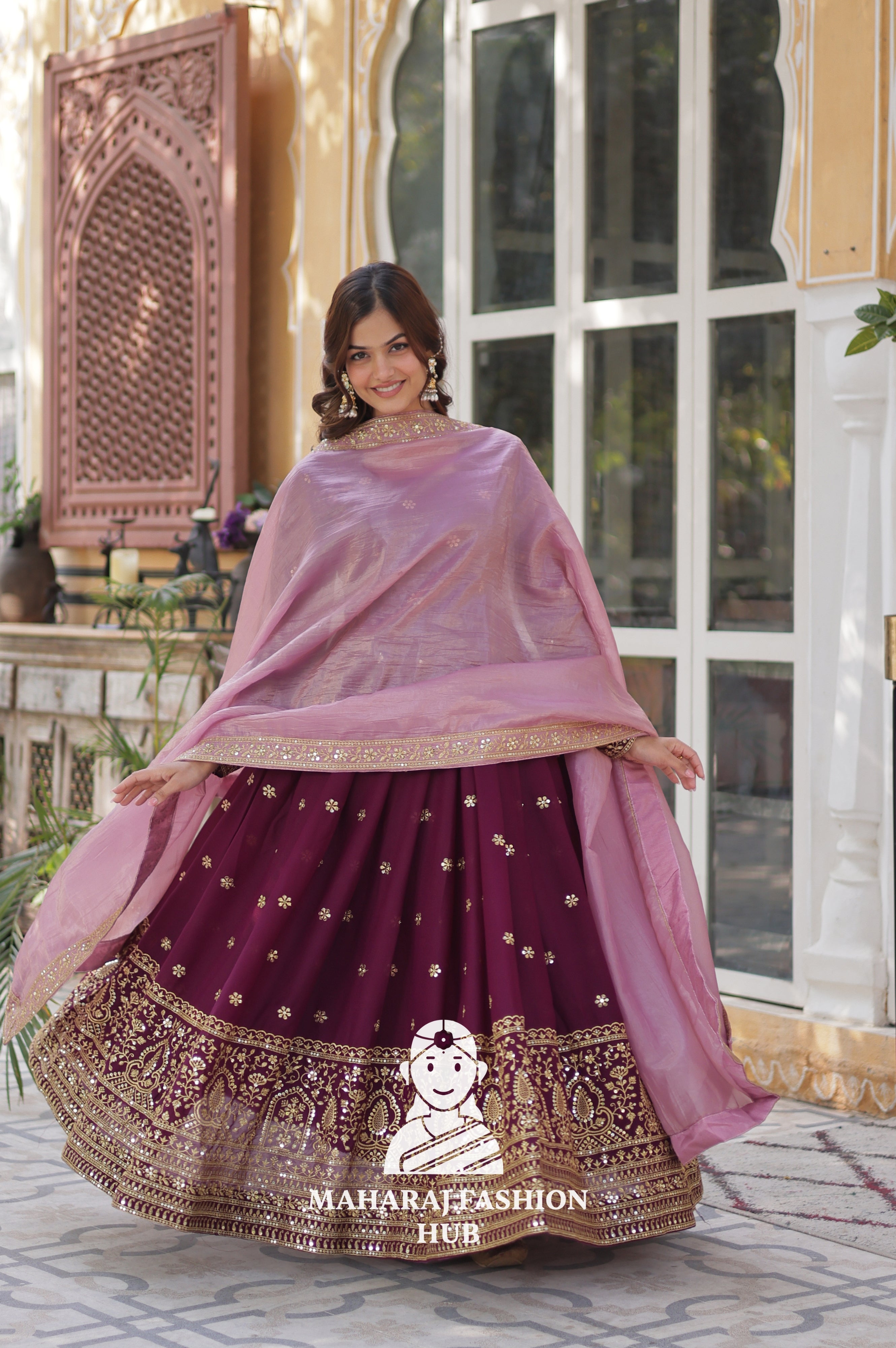 🧵 Full-Sleeve Gown in Star Georgette with Fancy Finish - Special Designer Gown