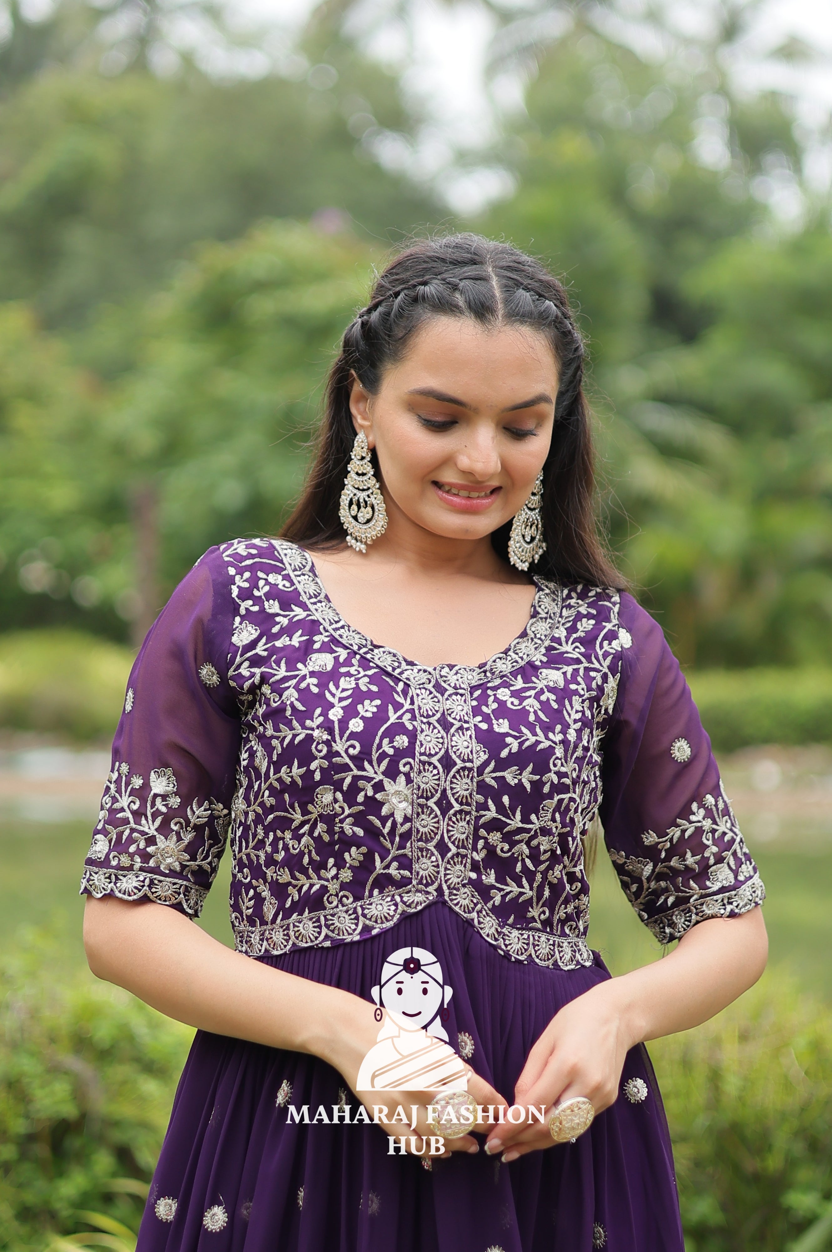 🎀 Party-Ready Gown in Zari Embroidery - Special Designer Gown