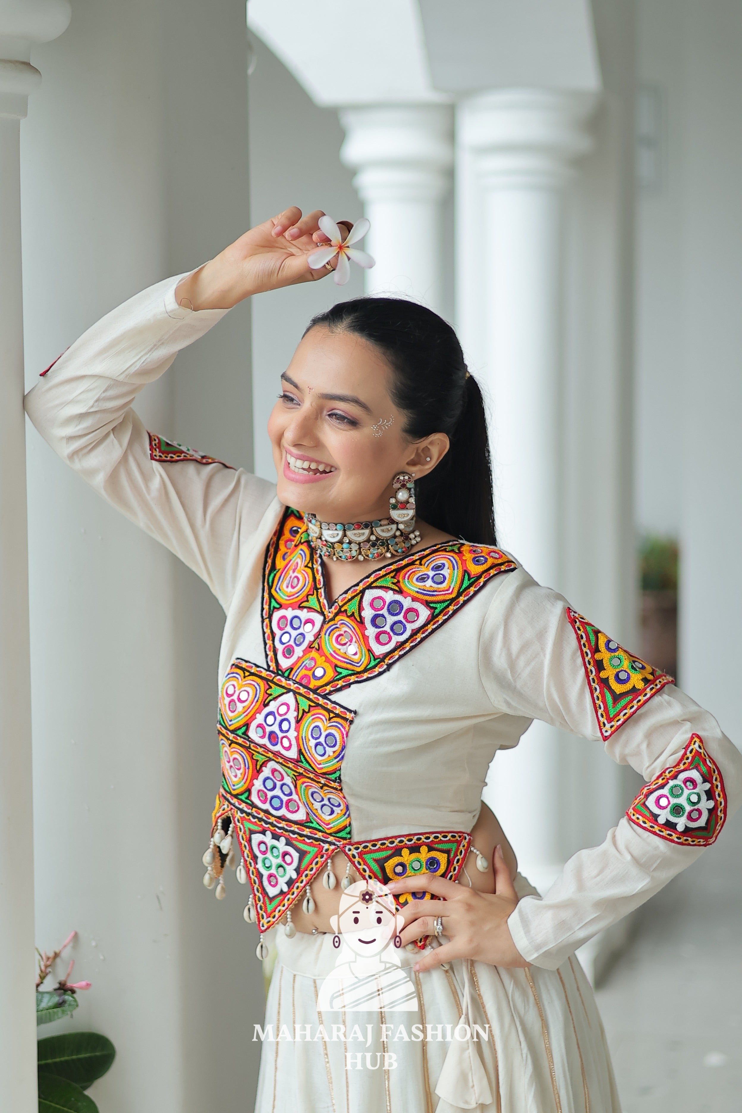 🌸 Traditional Navratri Elegance: Kora Cotton Chaniya Choli 🌸