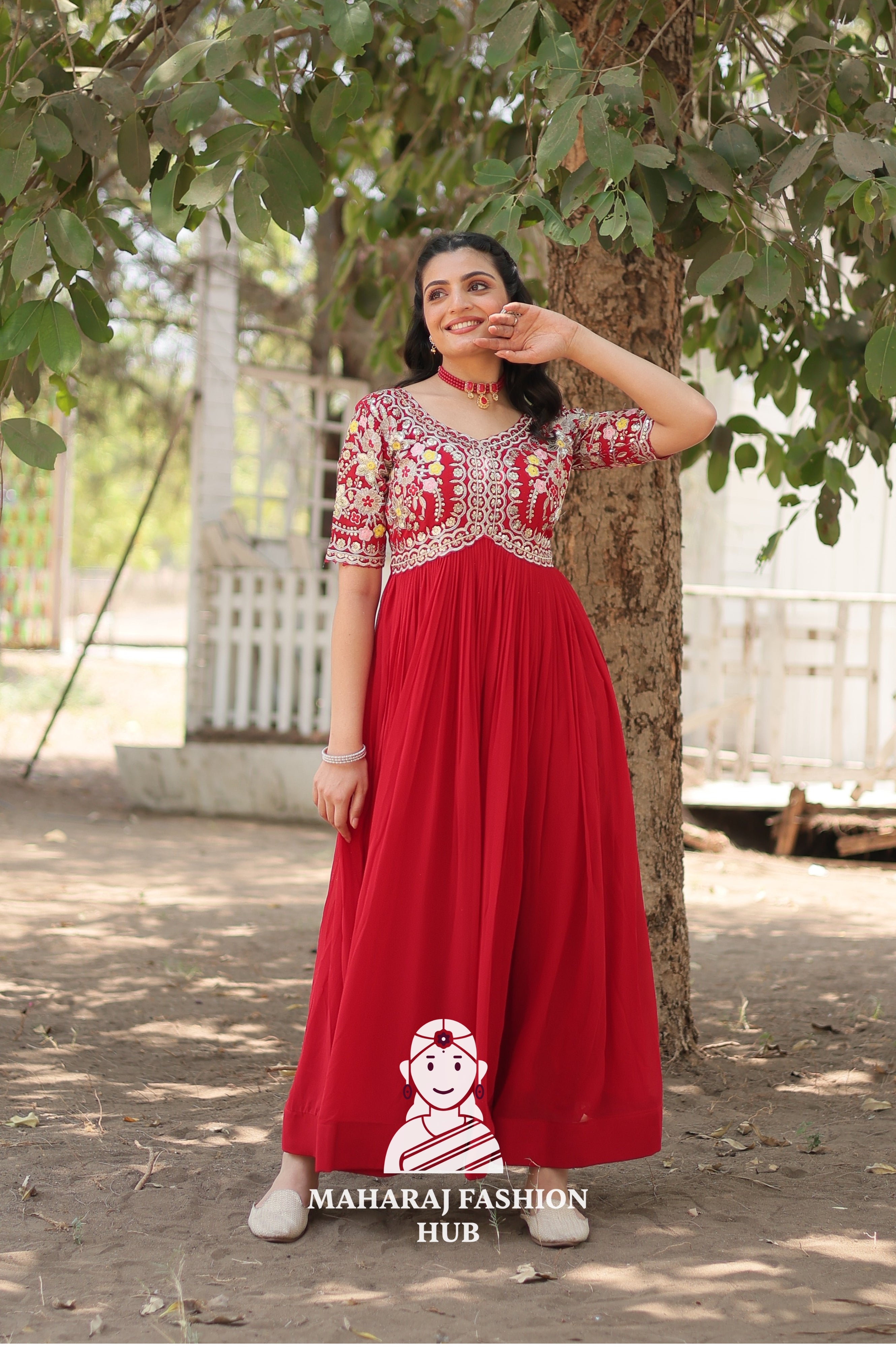 Premium Fabric Gown with Rich Embroidery and Sequins