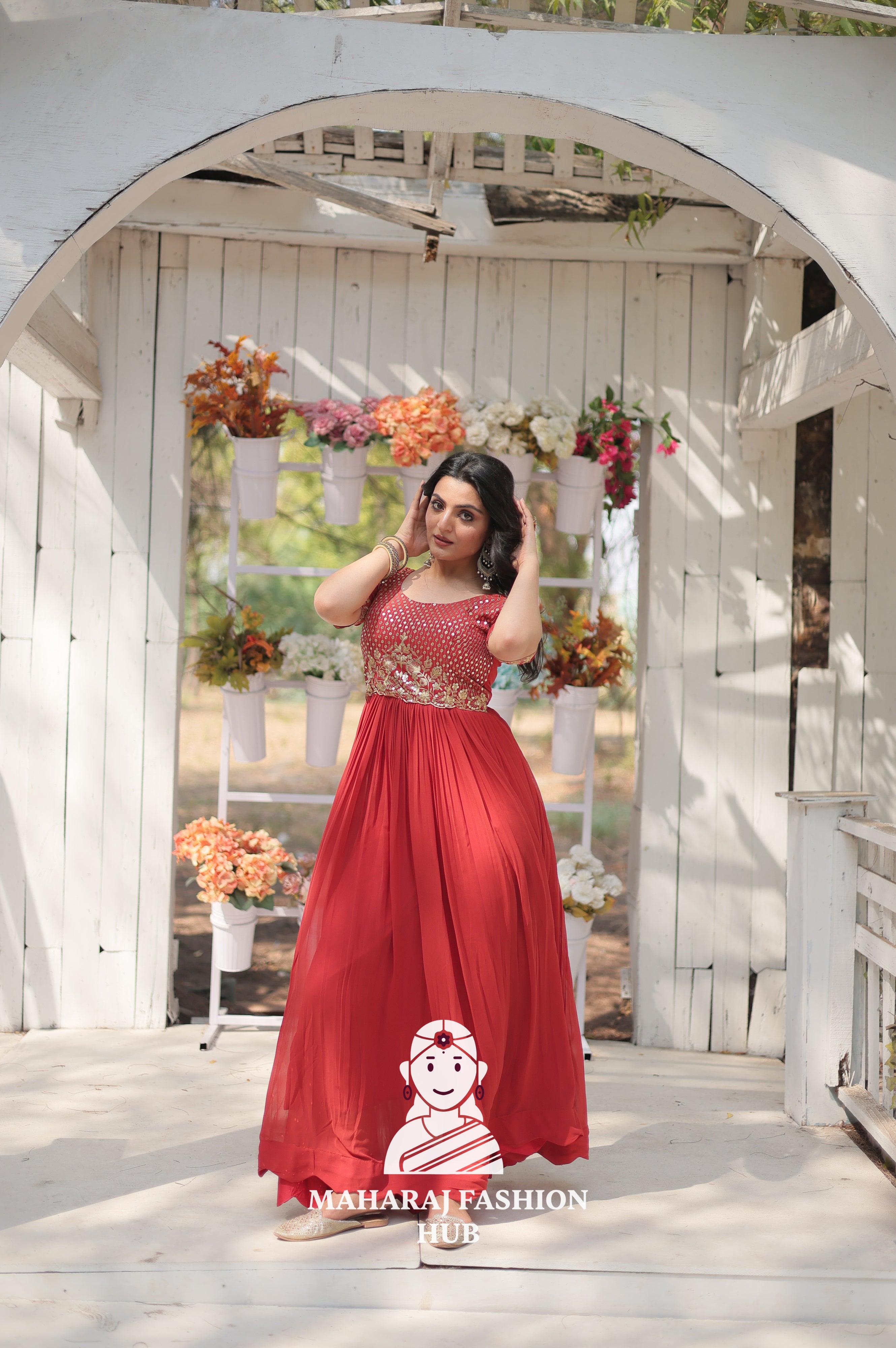 Sequins Embroidered Fabric Gown with Luxurious Finish