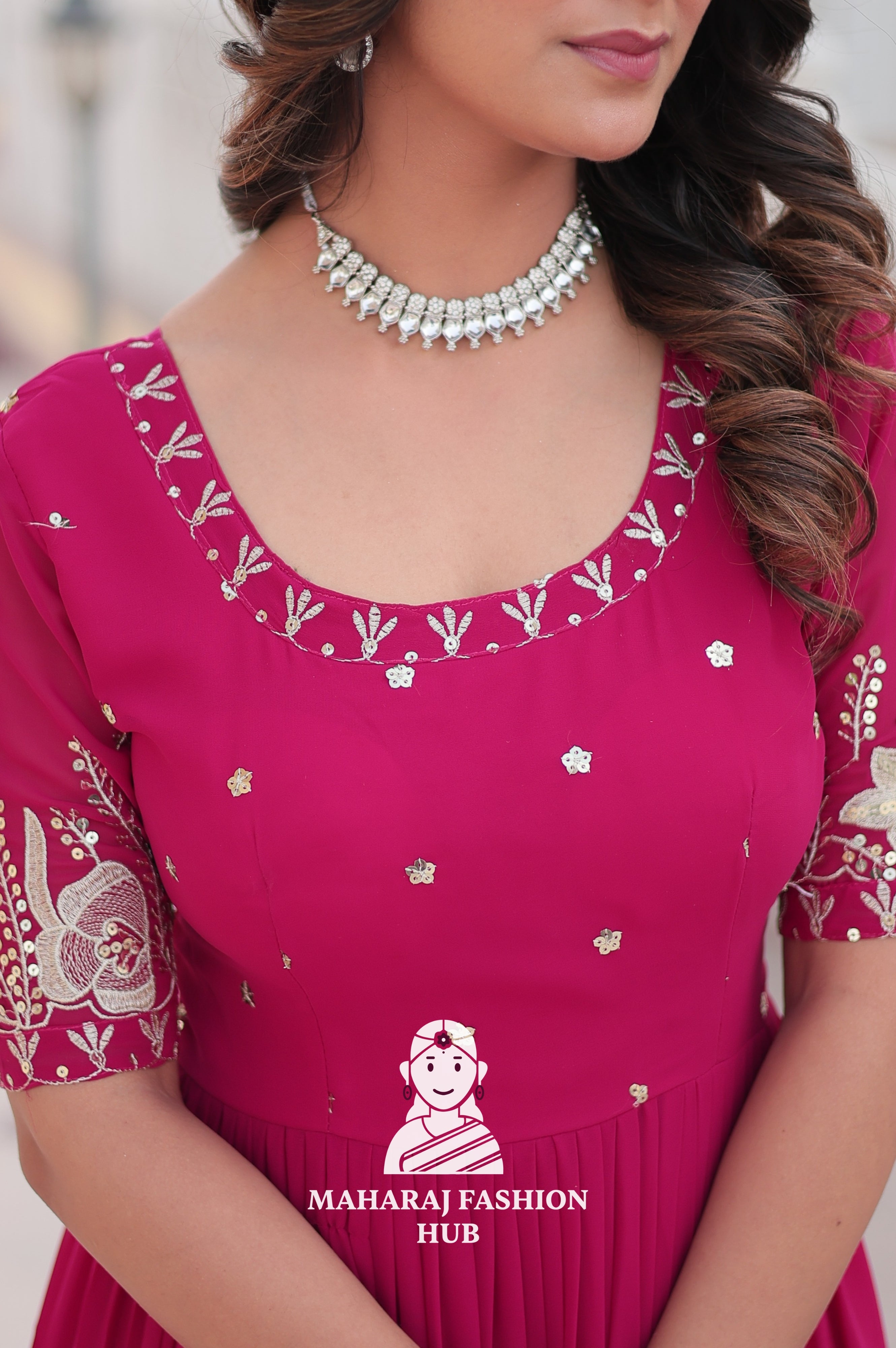 Designer Fabric Charm Embroidery Zari Sequins-work