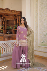 3-Piece : Sequins & Thread Work Faux Georgette Suit for Partywear Special Designer Gown