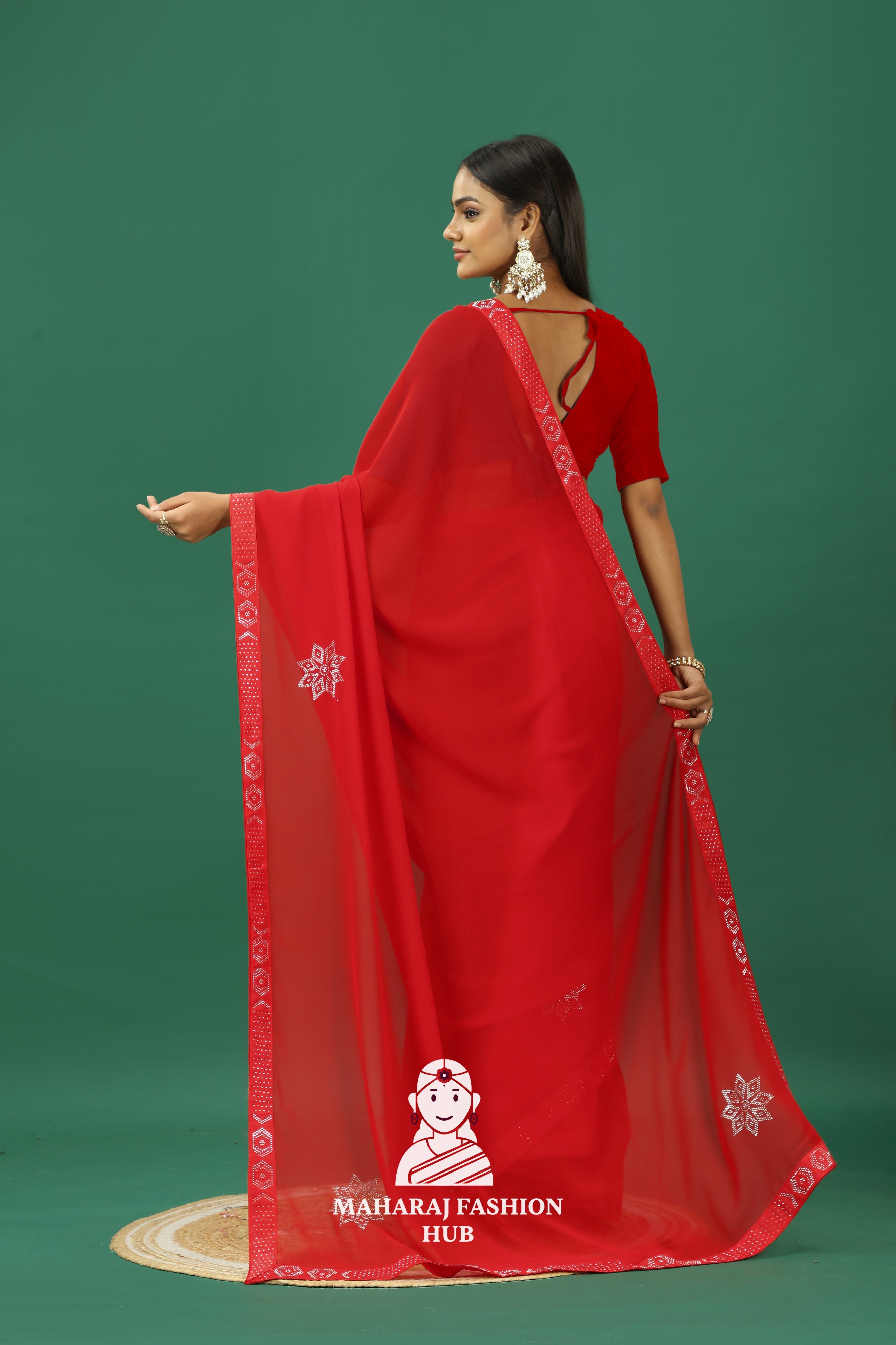 Maharaj Fashion Hub Premium Georgette Saree – Soft, Stylish & Ready to Drape