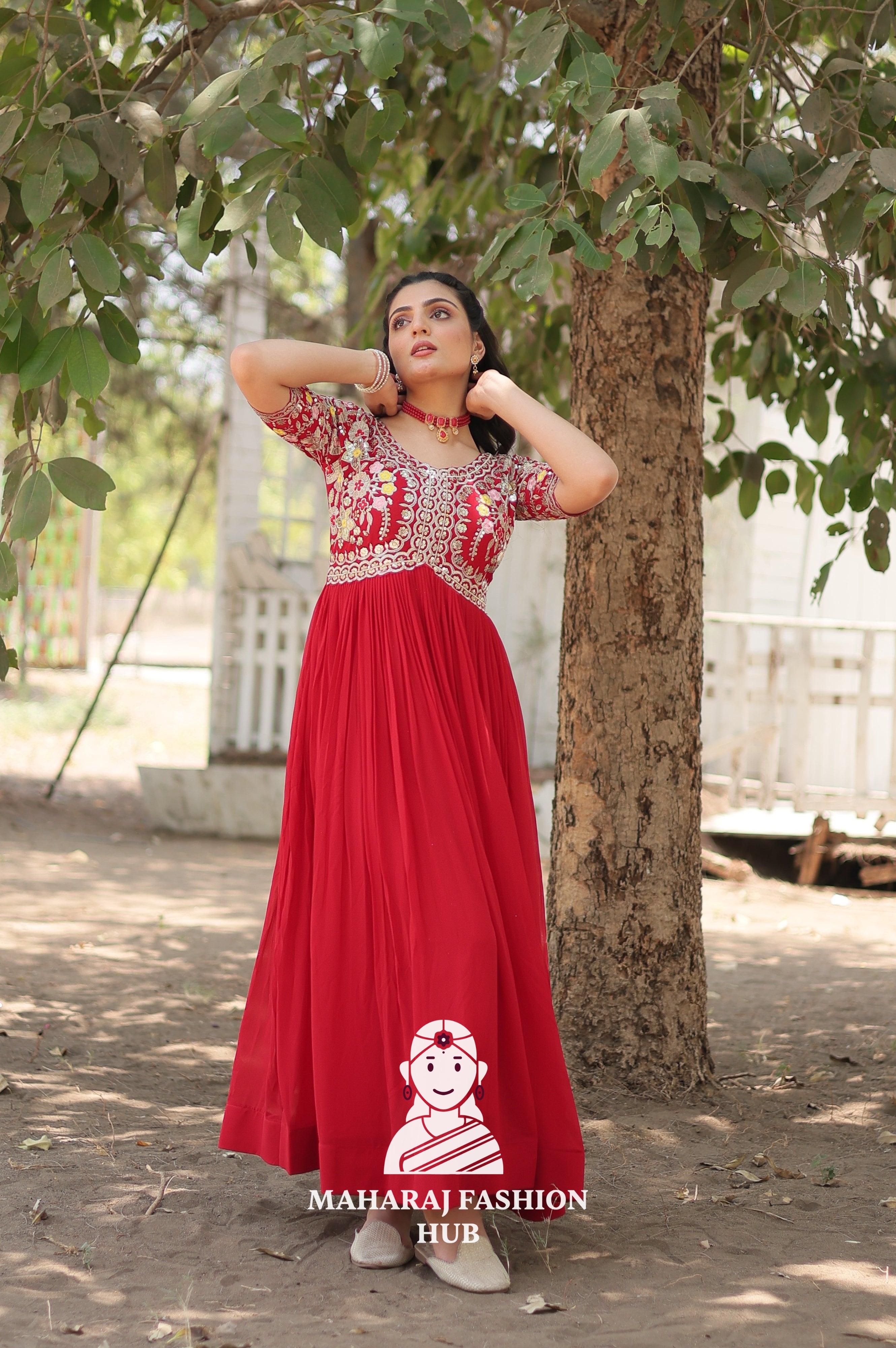 Premium Fabric Gown with Rich Embroidery and Sequins
