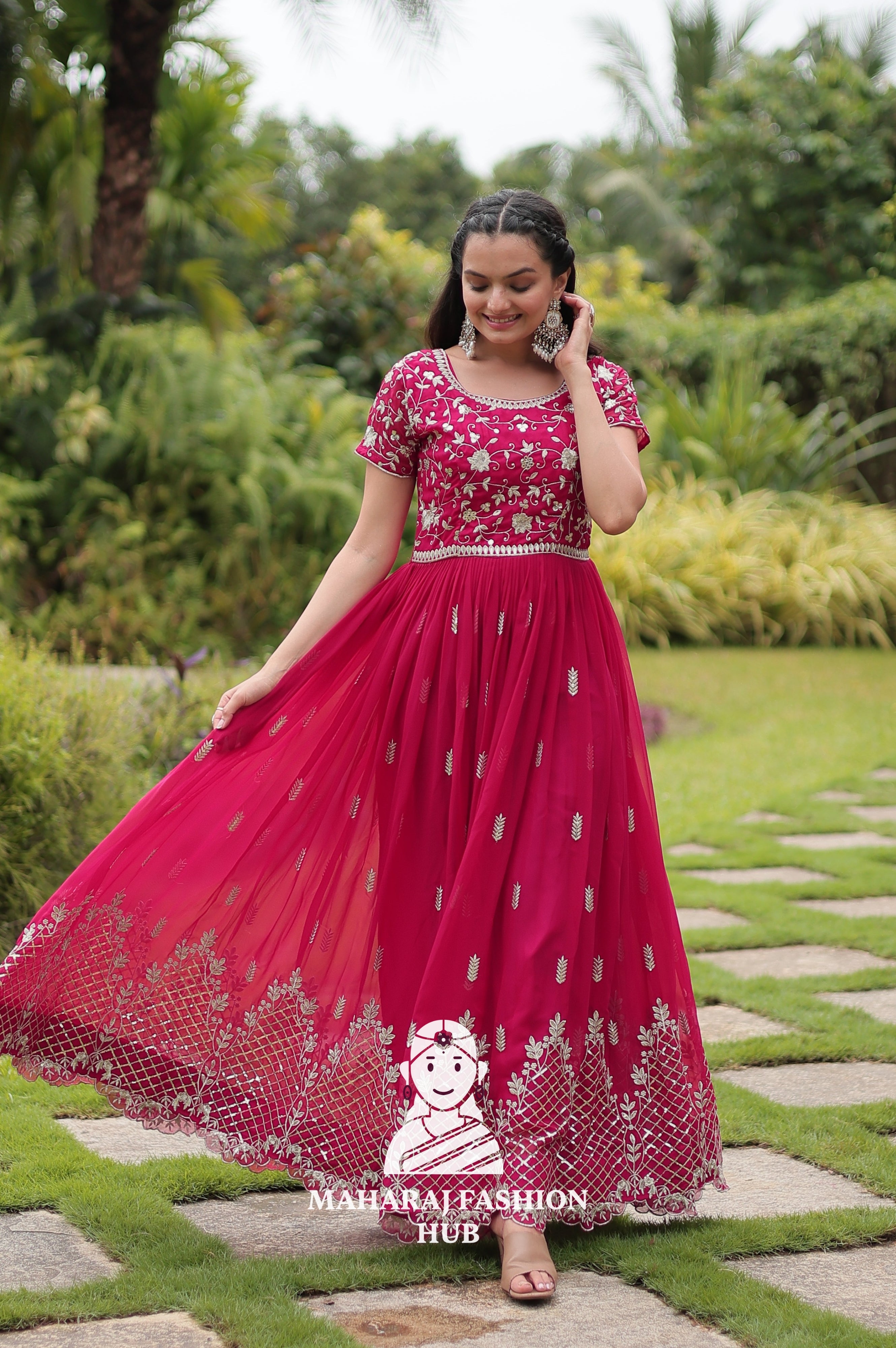 💃 Faux Blooming Gown with Sequins Magic - Special Designer Gown