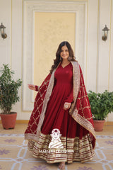Zari & Sequins Faux Blooming Gown Set with Designer Dupatta