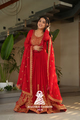 🌟 Traditional Glamour with Modern Comfort in Faux Blooming Gown - Special Designer Gown