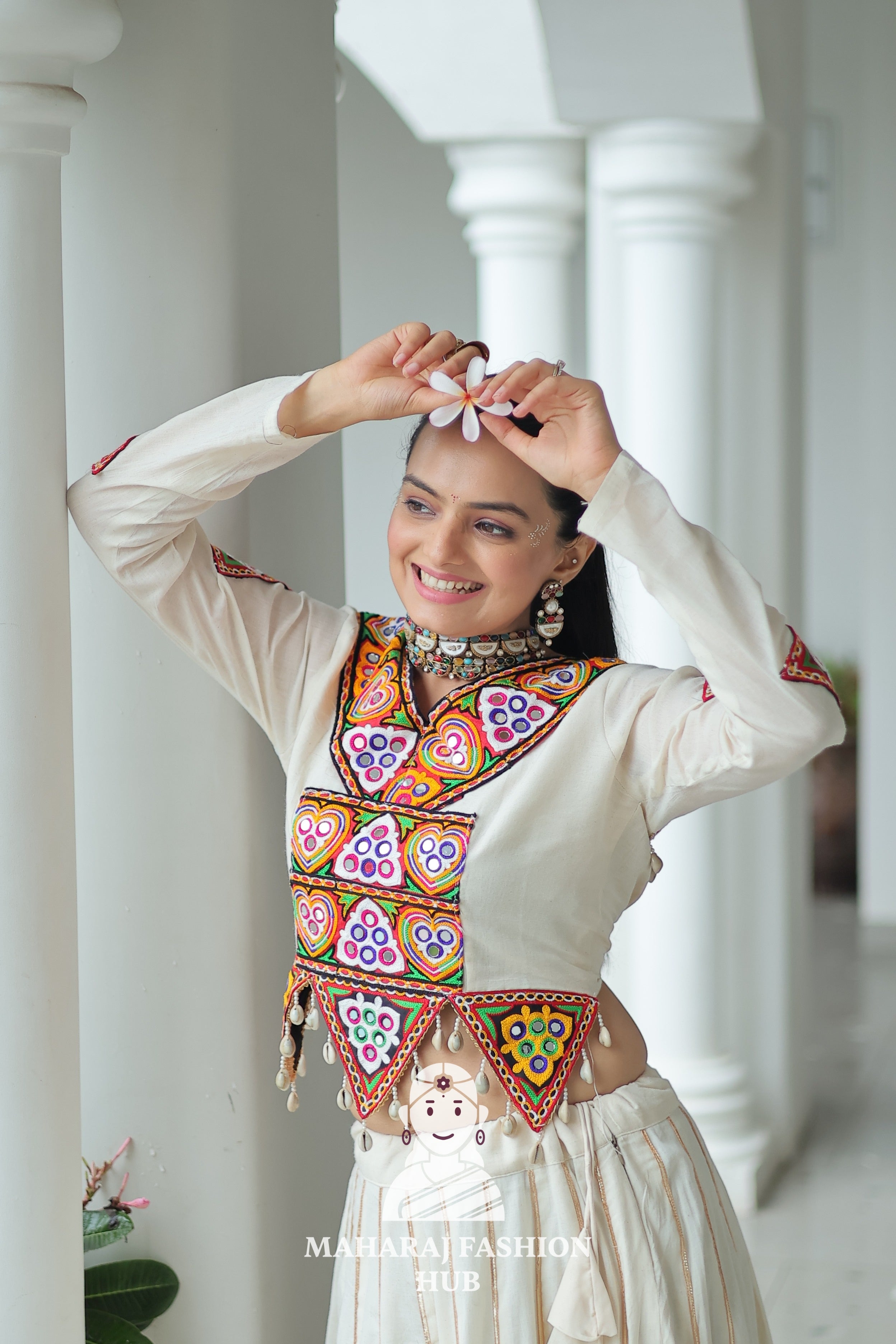 🌸 Traditional Navratri Elegance: Kora Cotton Chaniya Choli 🌸