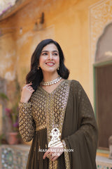 💃 Full Sleeve Kurti Set with Sequin Lace Dupatta - Special Designer Gown