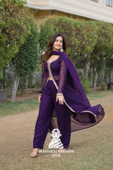 Elegant Faux Blooming Suit with Embroidery & Comfort Fit