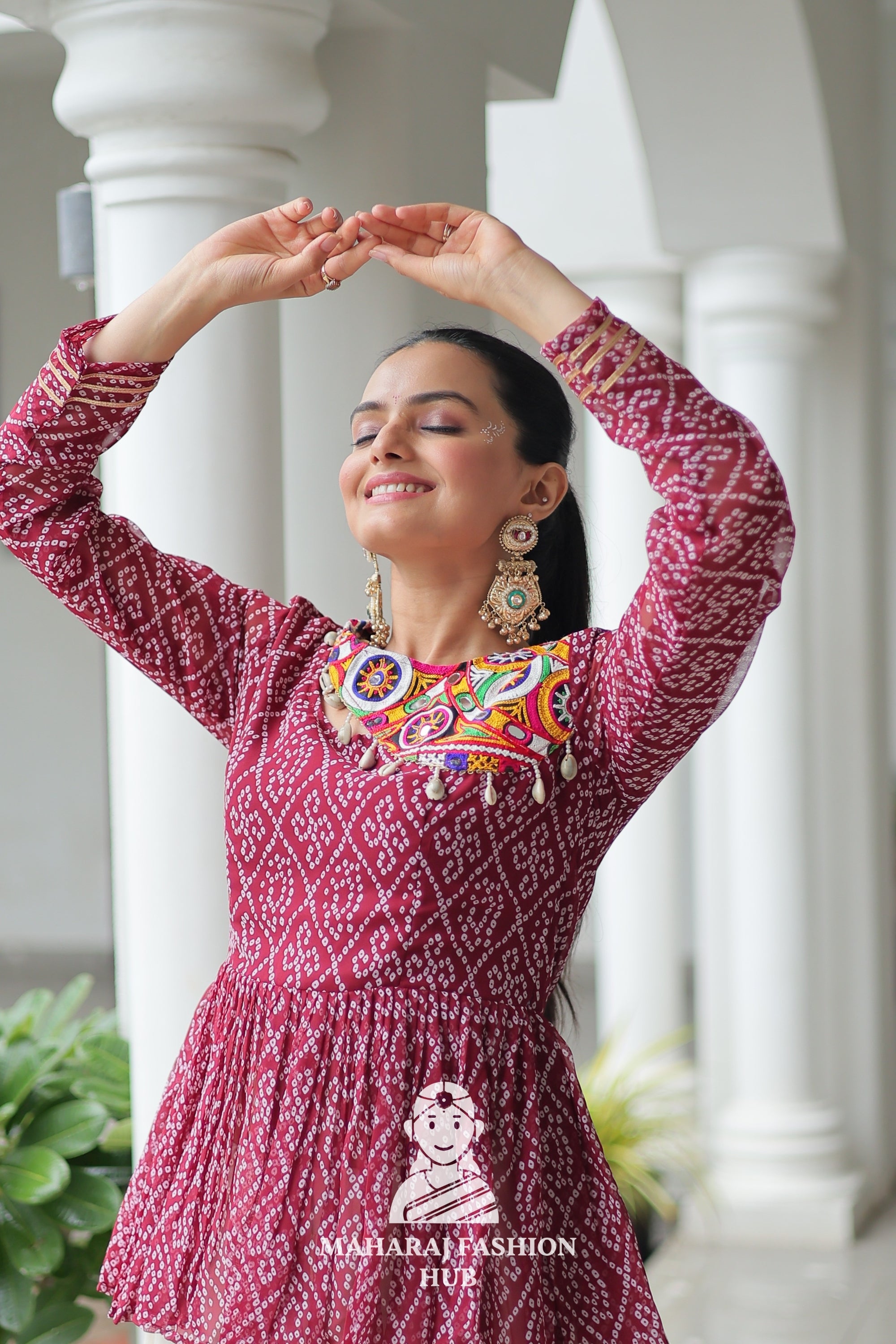 Navratri - Festive Lehenga Set – Bandhani Print Kutchi Work Top with Gota Patti Skirt 👑🌺