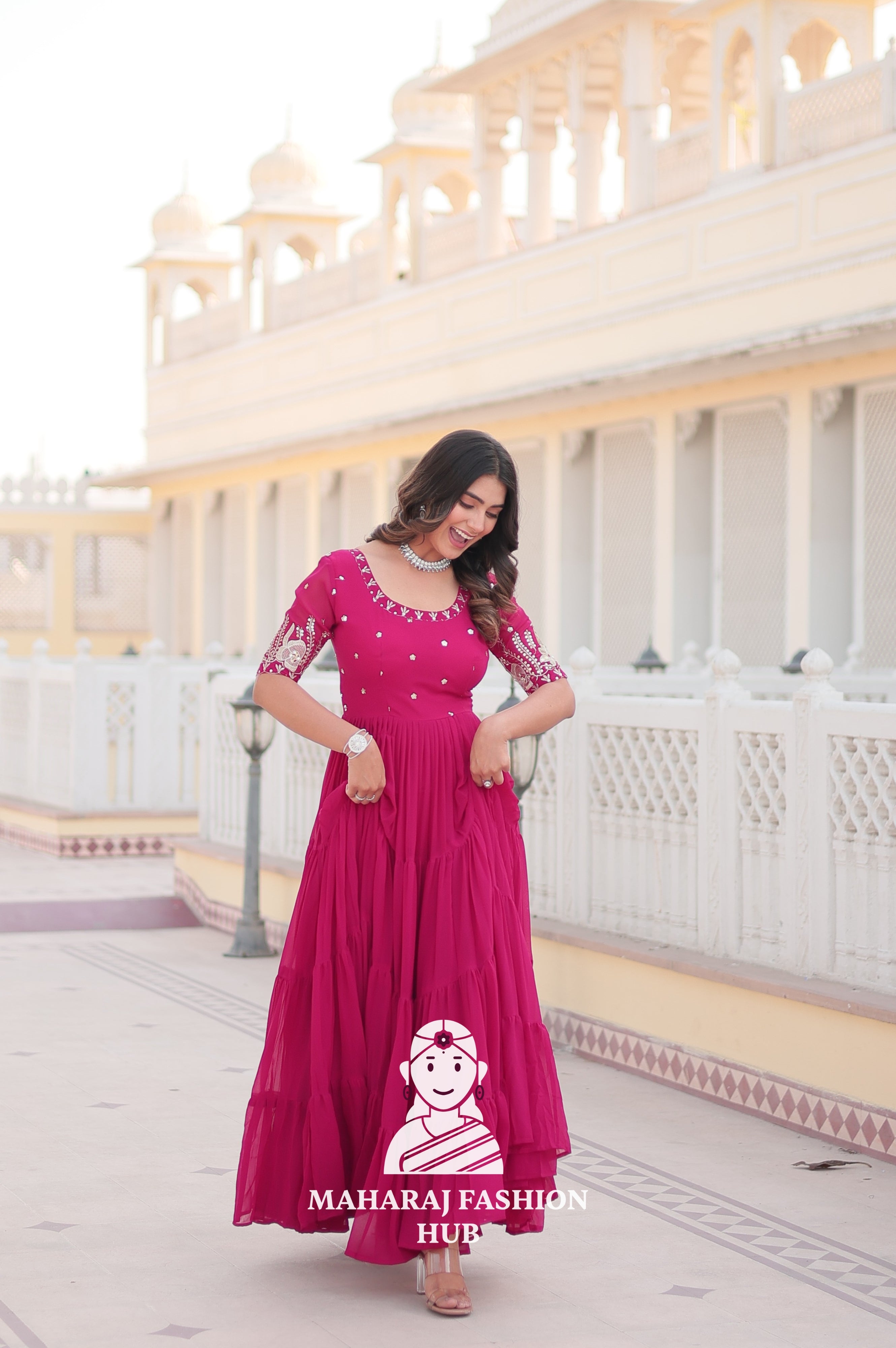 Designer Fabric Charm Embroidery Zari Sequins-work