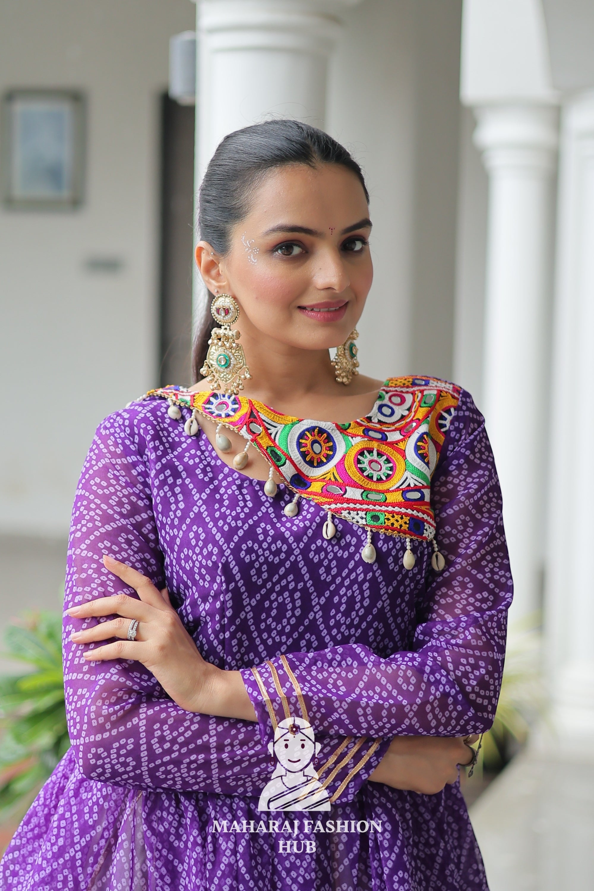 Navratri - Festive Lehenga Set – Bandhani Print Kutchi Work Top with Gota Patti Skirt 👑🌺