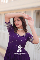 Shimmering Fabric Elegance Embroidery Zari Sequins-work