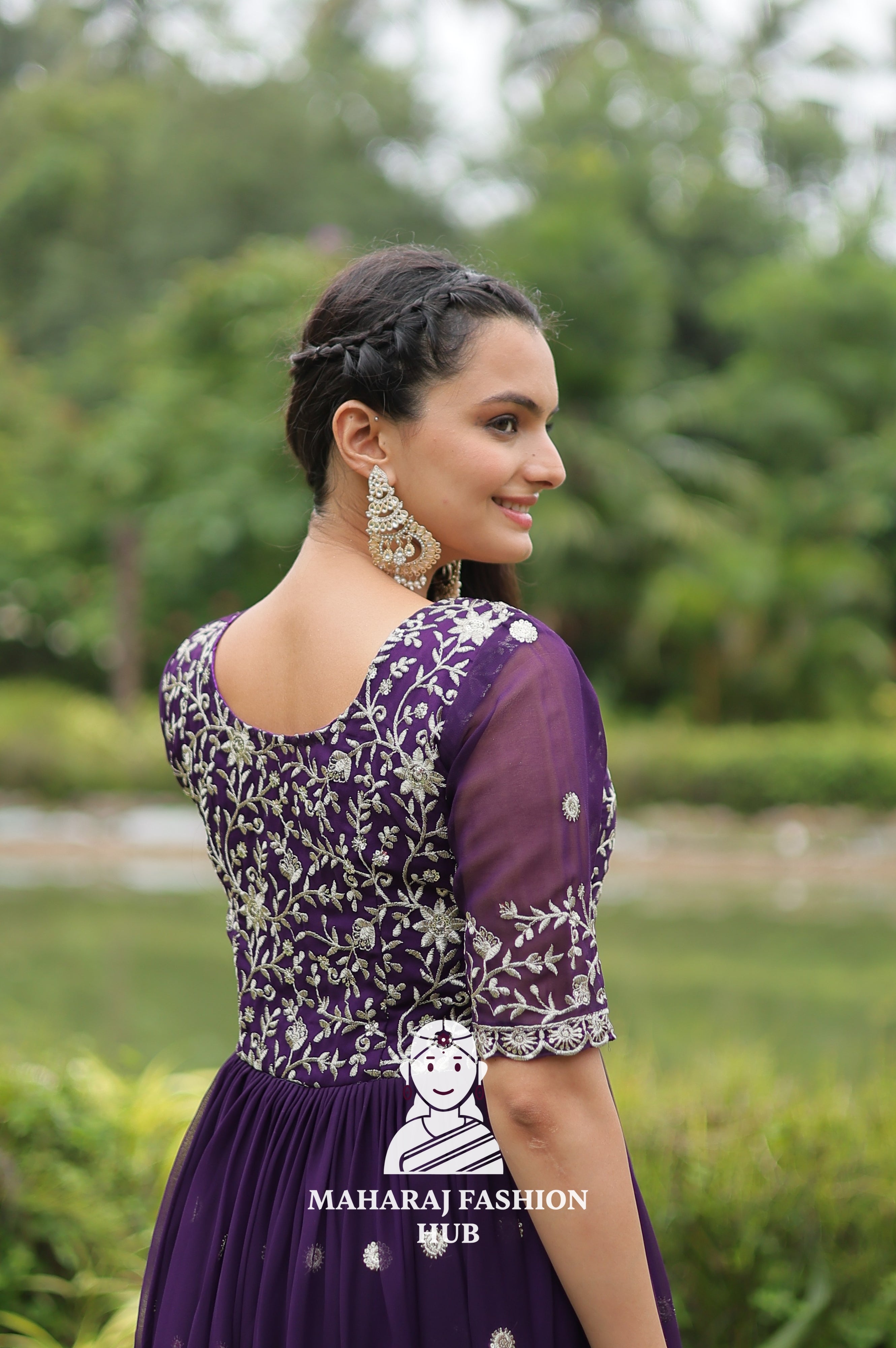 🎀 Party-Ready Gown in Zari Embroidery - Special Designer Gown