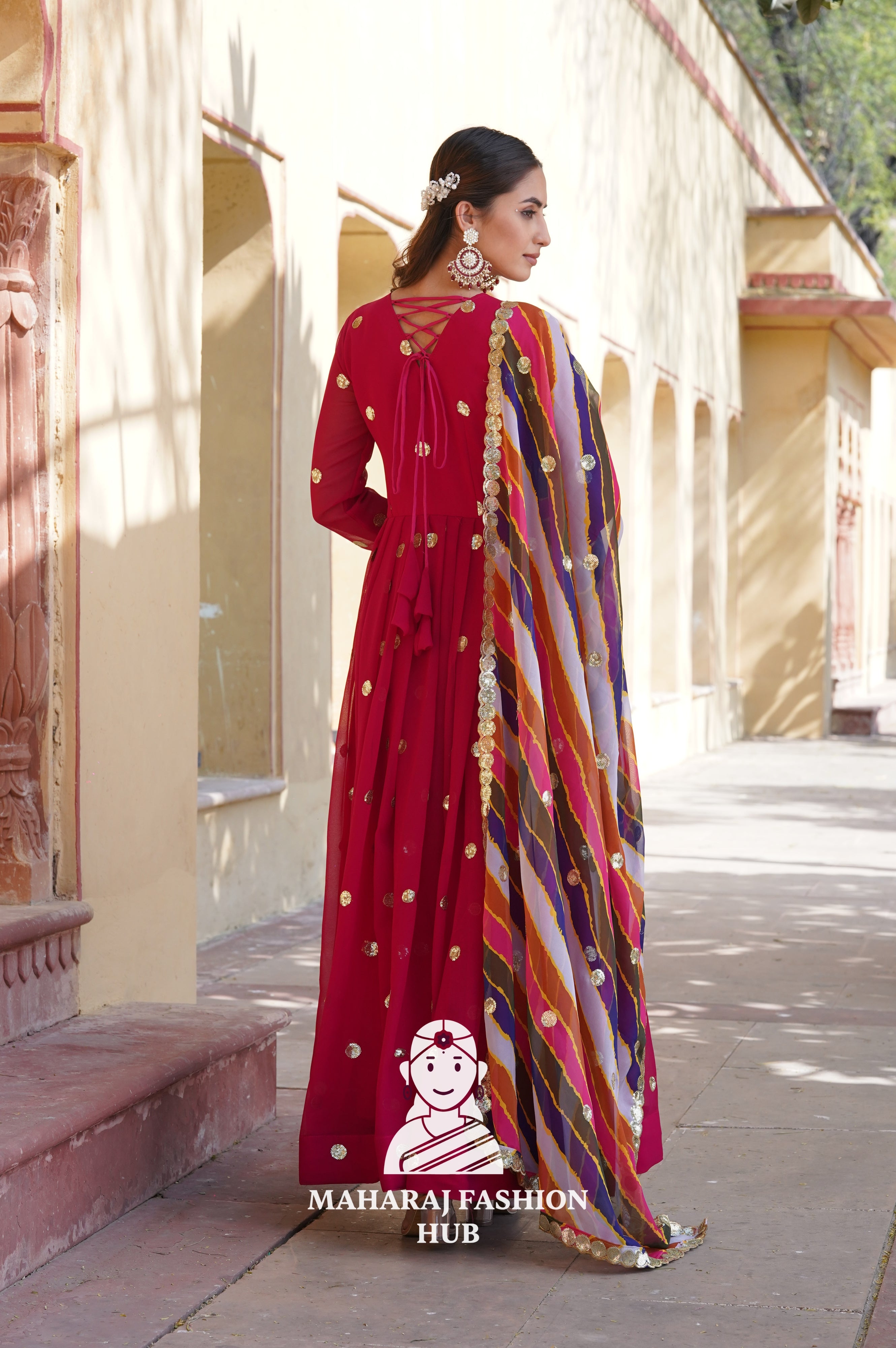 Embroidered Special Designer Gown with 3.5M Flair & Printed Dupatta - Special Designer Gown