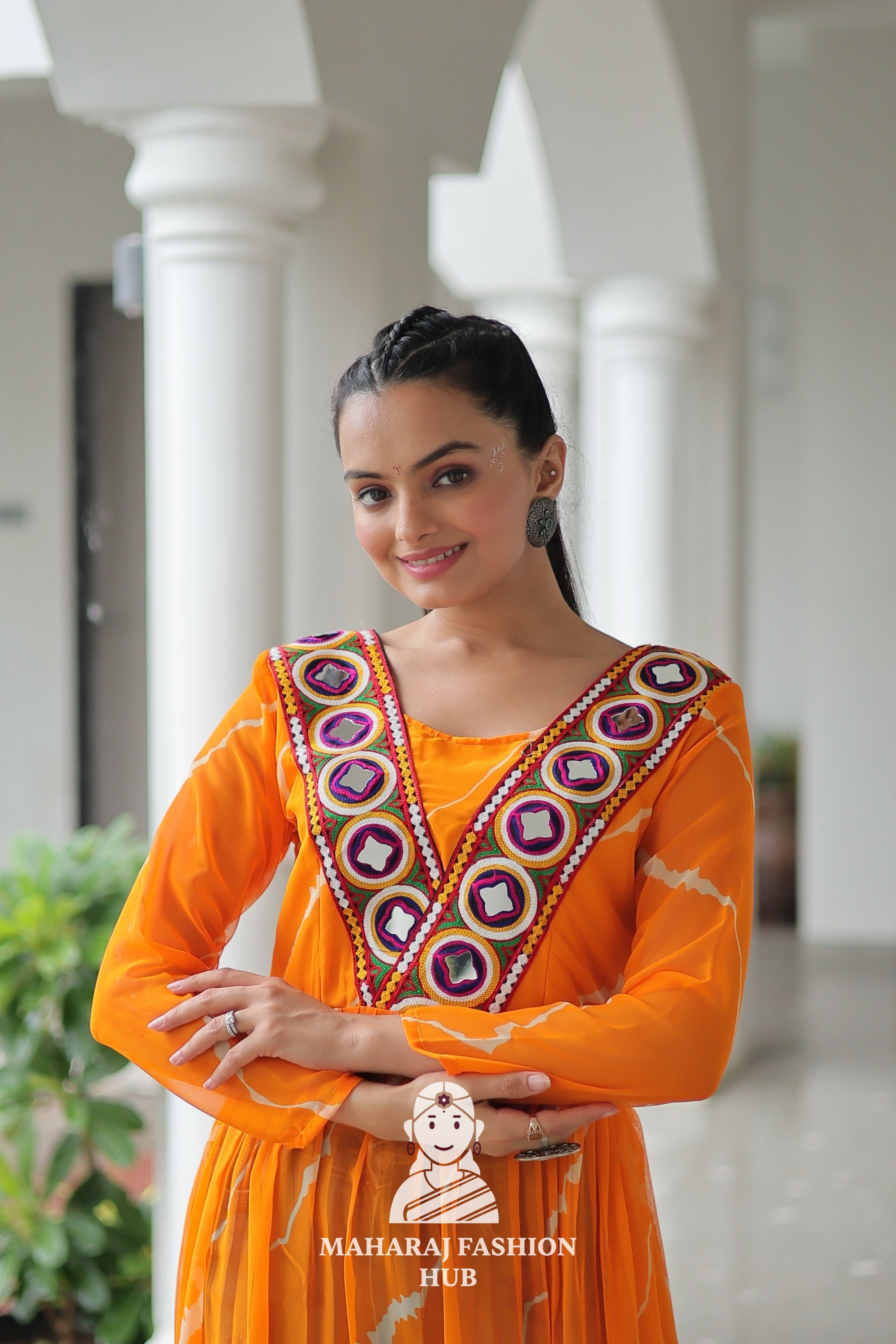 Navratri - Vibrant Leheriya Print Kutchi Patch Navratri Kurti Collection 🎨🌸