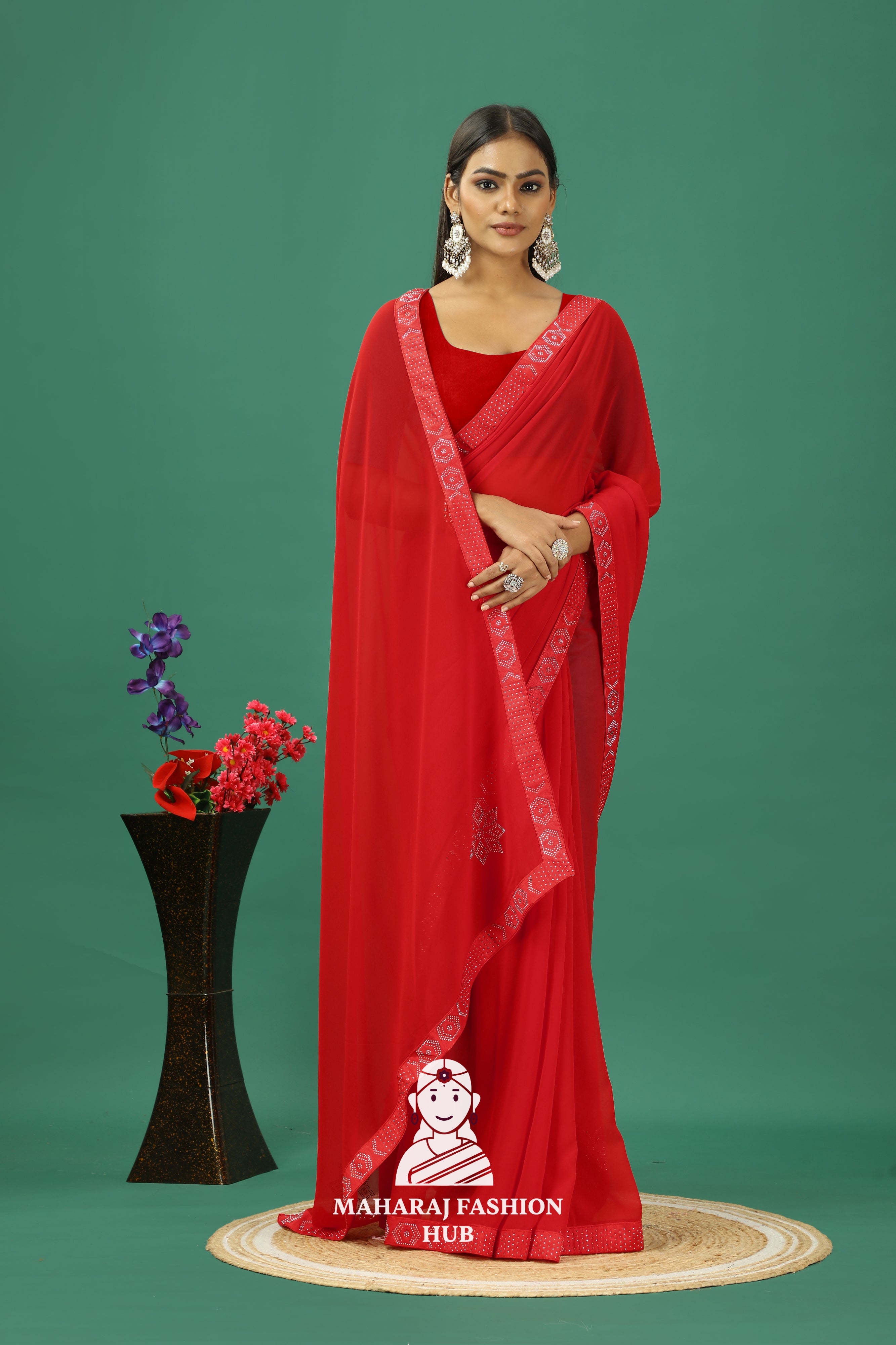 Maharaj Fashion Hub Premium Georgette Saree – Soft, Stylish & Ready to Drape