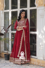 💃 Full Flair Faux Blooming Gown Paired with Designer Dupatta
