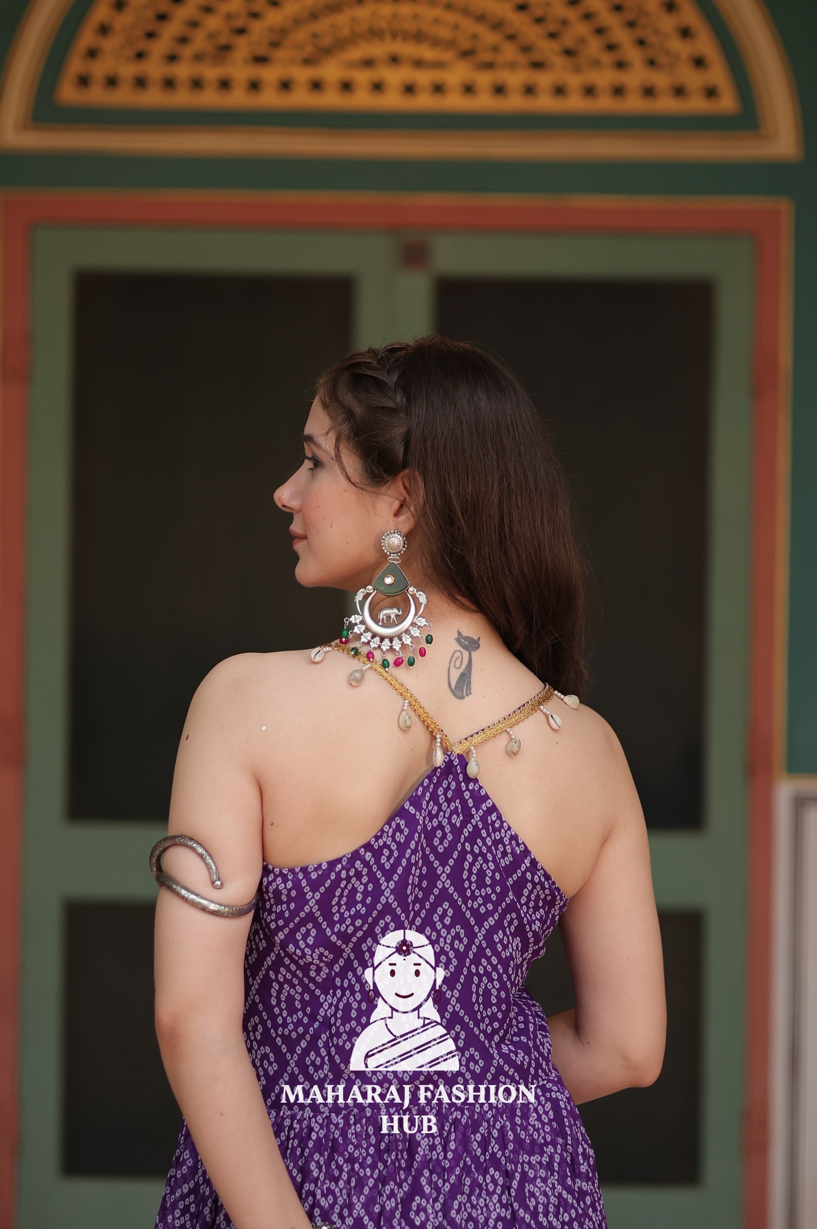 Bandhani Print Faux Georgette Ensemble with Cotton Lining