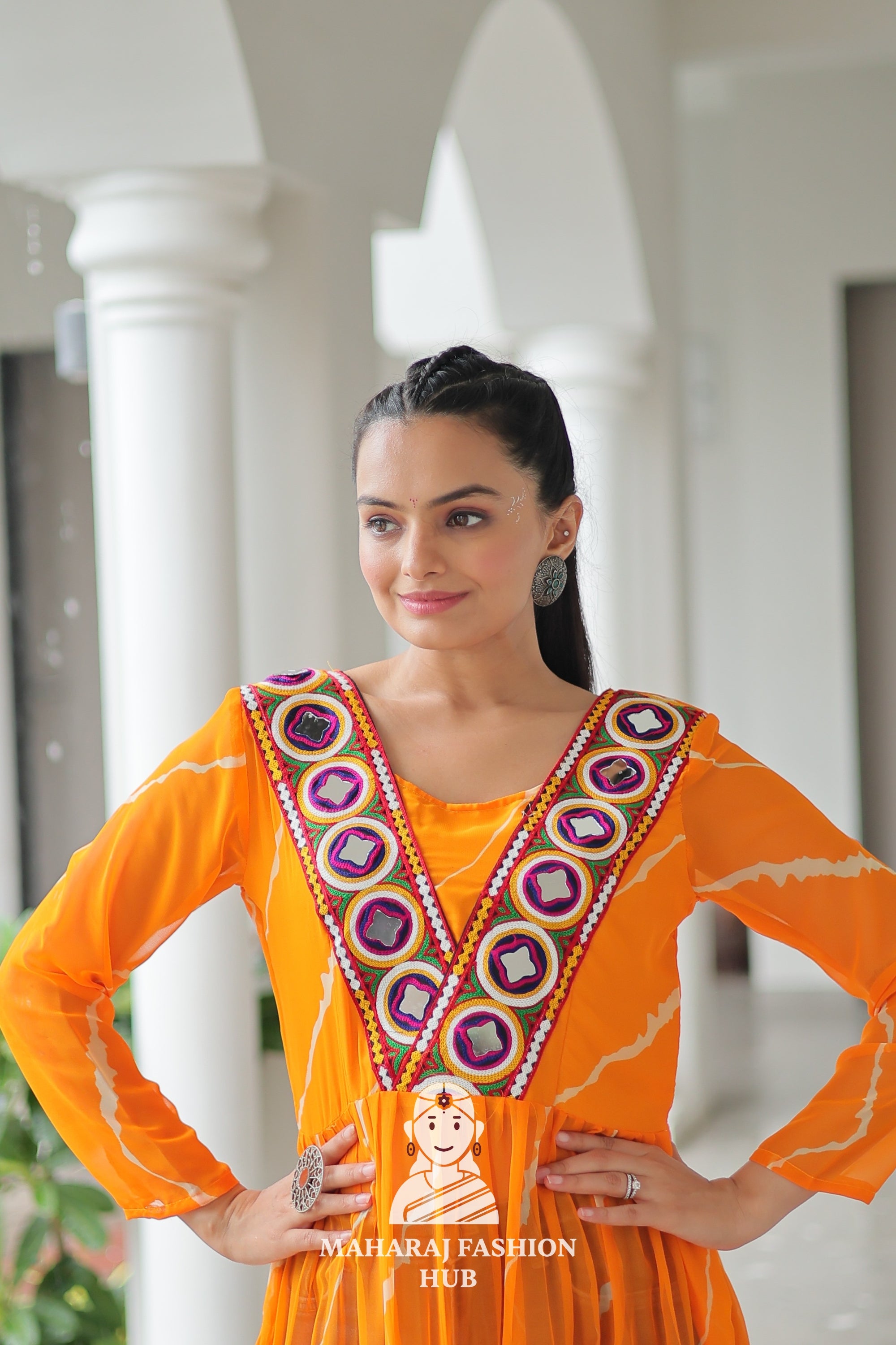 Navratri - Vibrant Leheriya Print Kutchi Patch Navratri Kurti Collection 🎨🌸