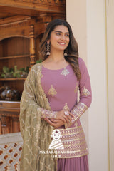 3-Piece : Sequins & Thread Work Faux Georgette Suit for Partywear Special Designer Gown