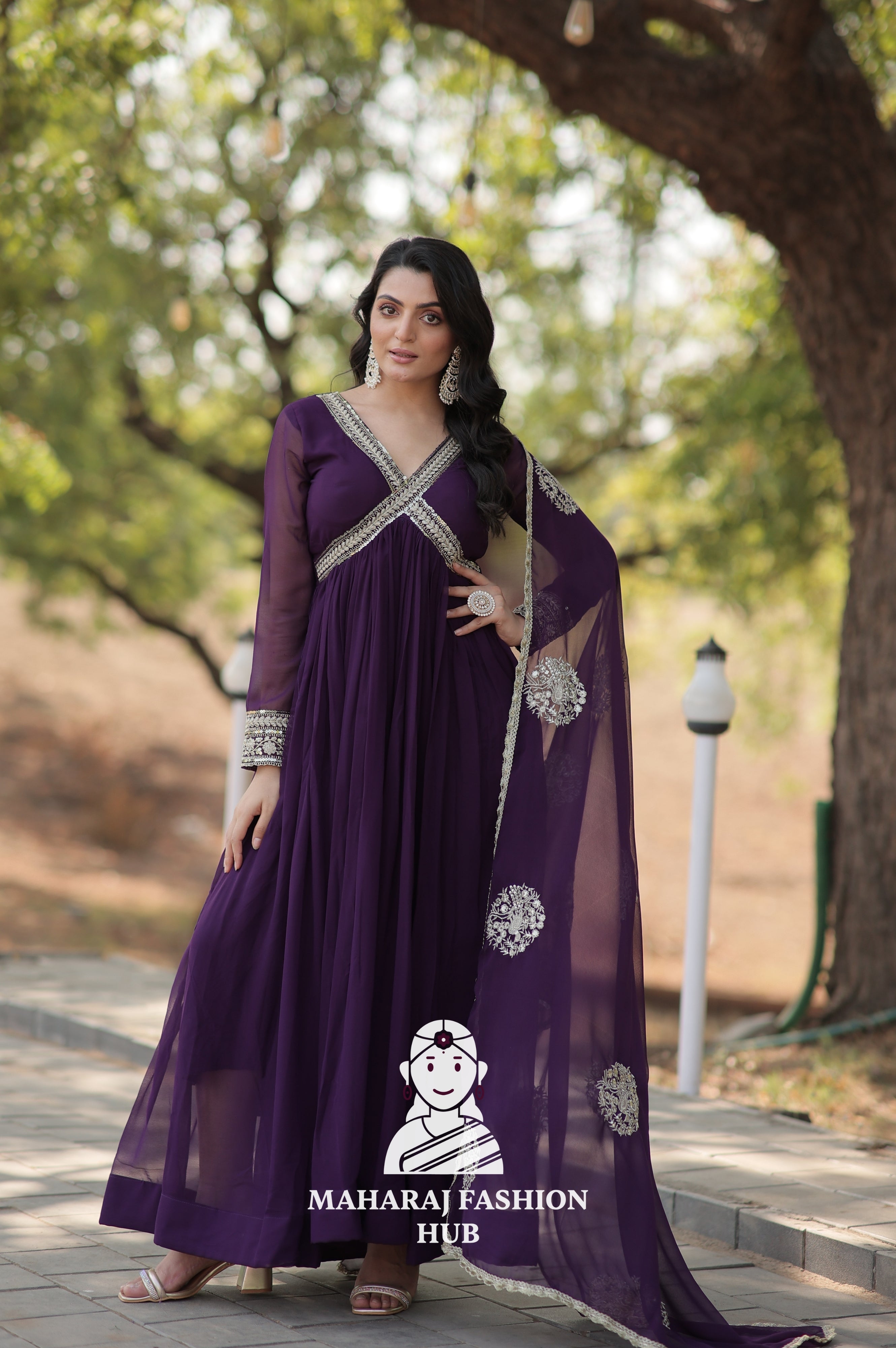 Stunning Fabric Craft with Sequins Embroidered Dupatta - Special Designer Gown