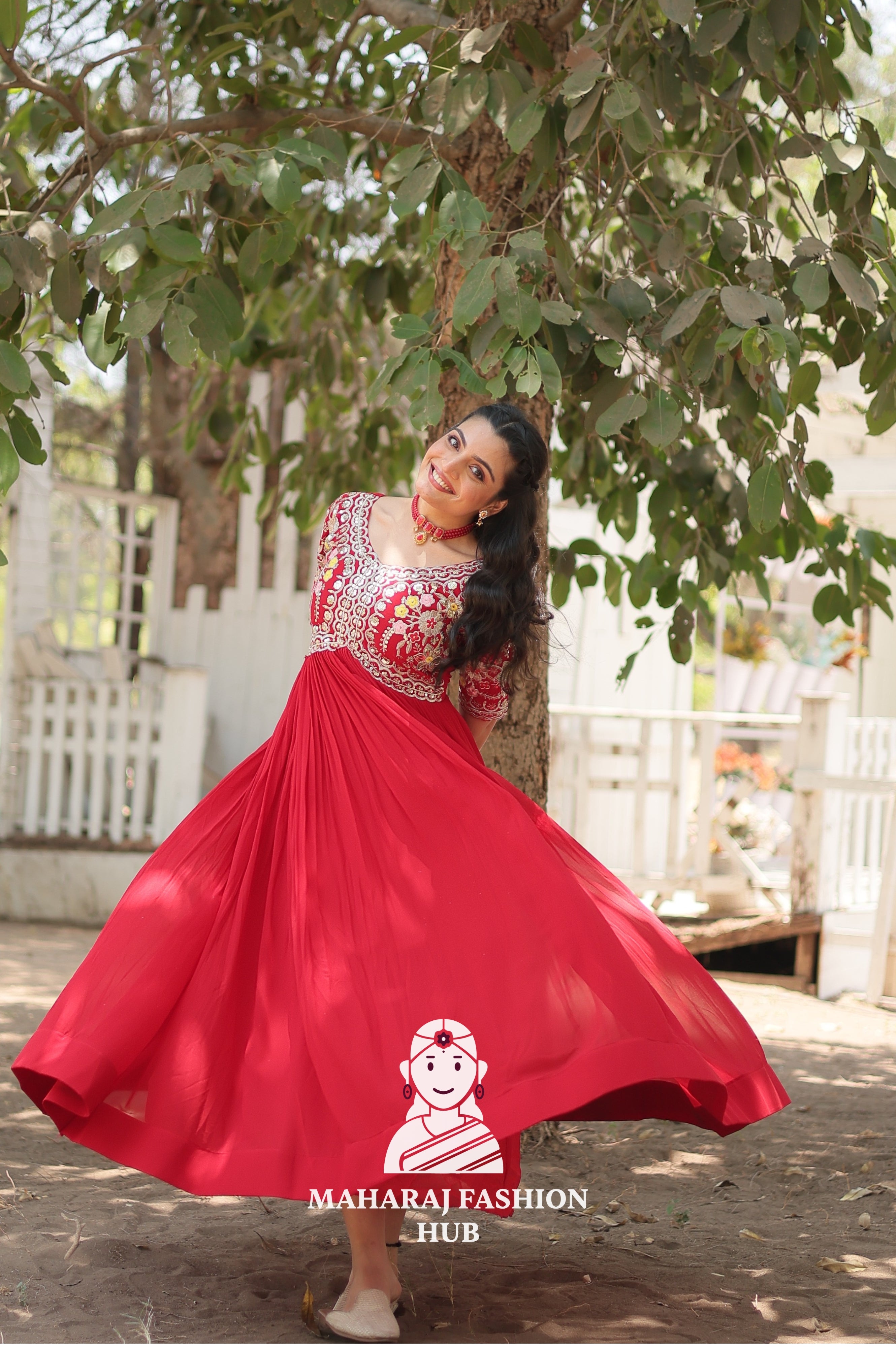Premium Fabric Gown with Rich Embroidery and Sequins