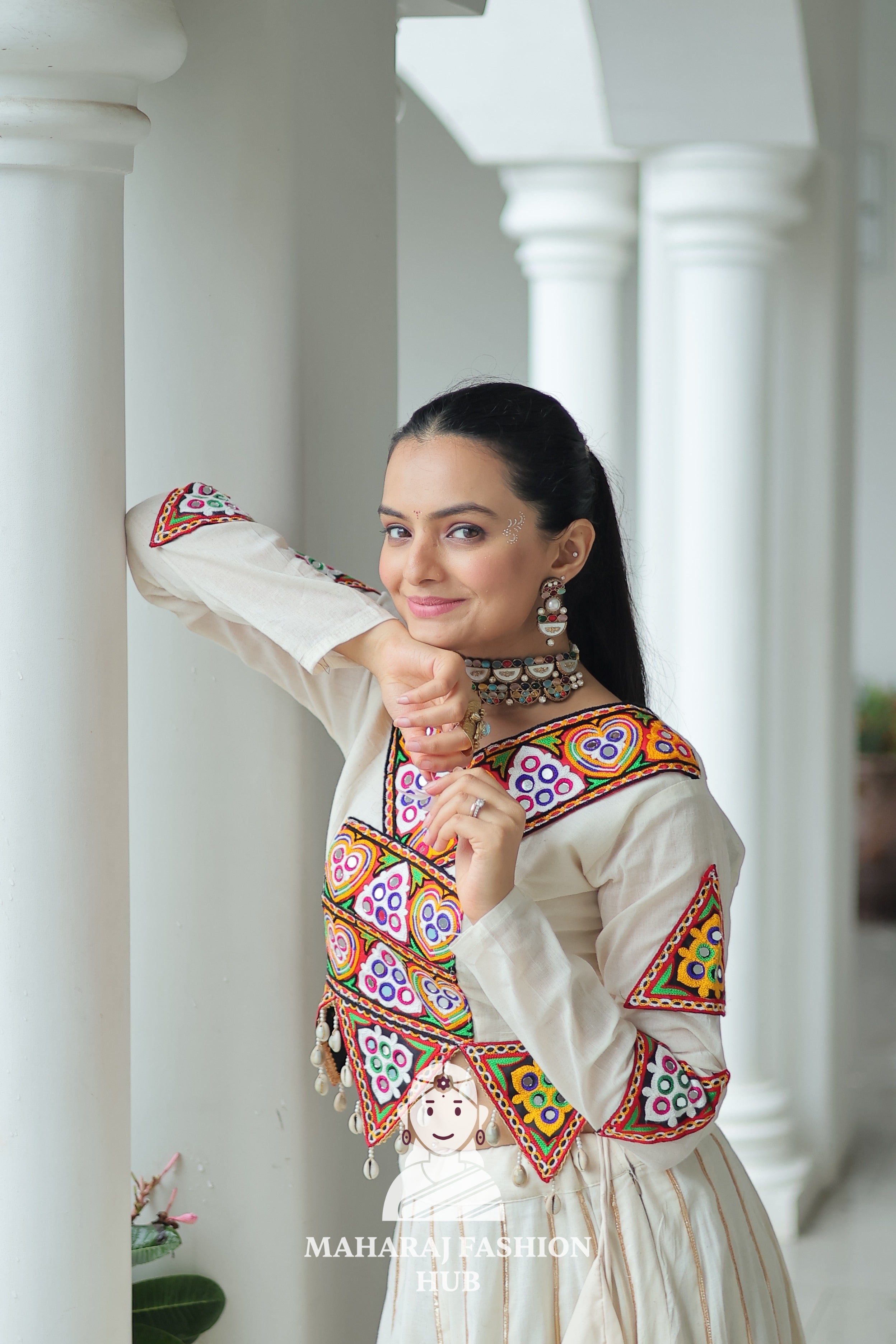 🌸 Traditional Navratri Elegance: Kora Cotton Chaniya Choli 🌸