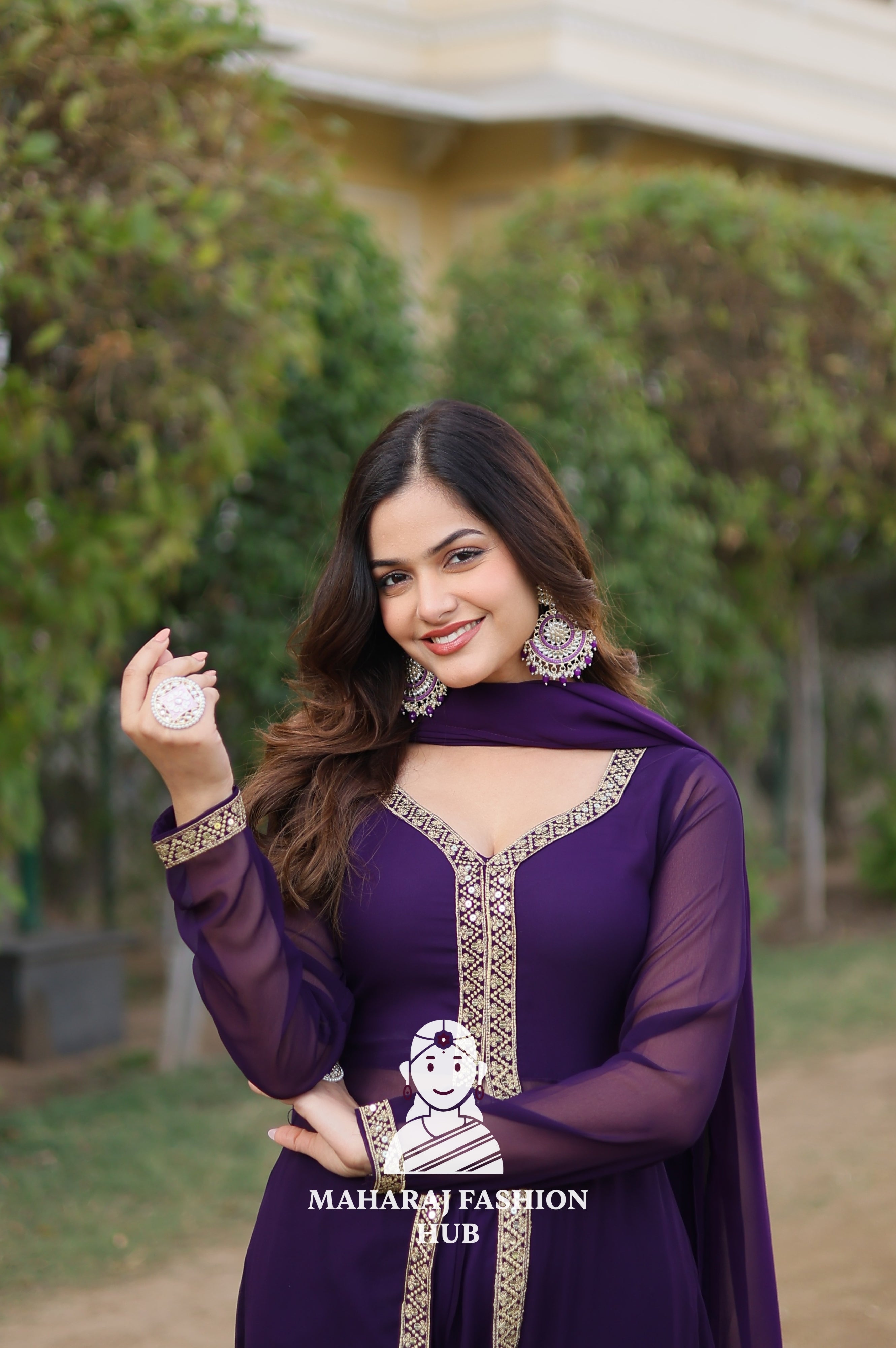Elegant Faux Blooming Suit with Embroidery & Comfort Fit