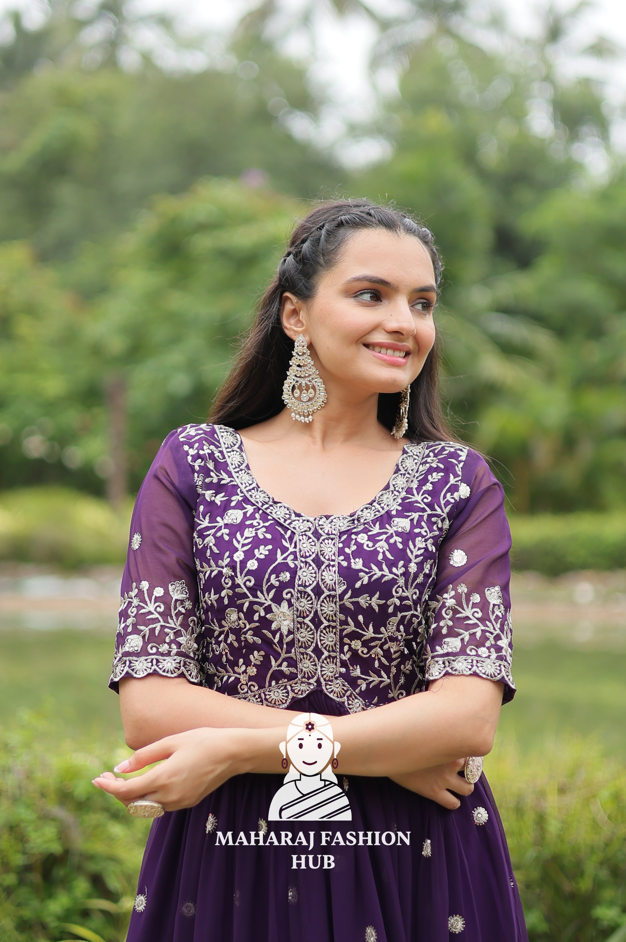 🎀 Party-Ready Gown in Zari Embroidery - Special Designer Gown