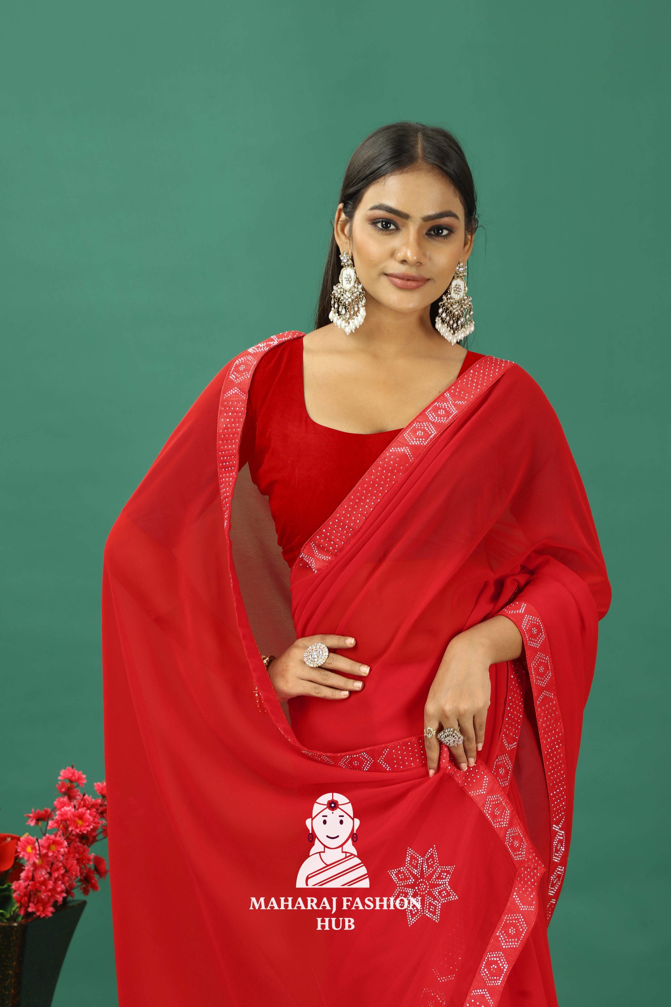Maharaj Fashion Hub Premium Georgette Saree – Soft, Stylish & Ready to Drape