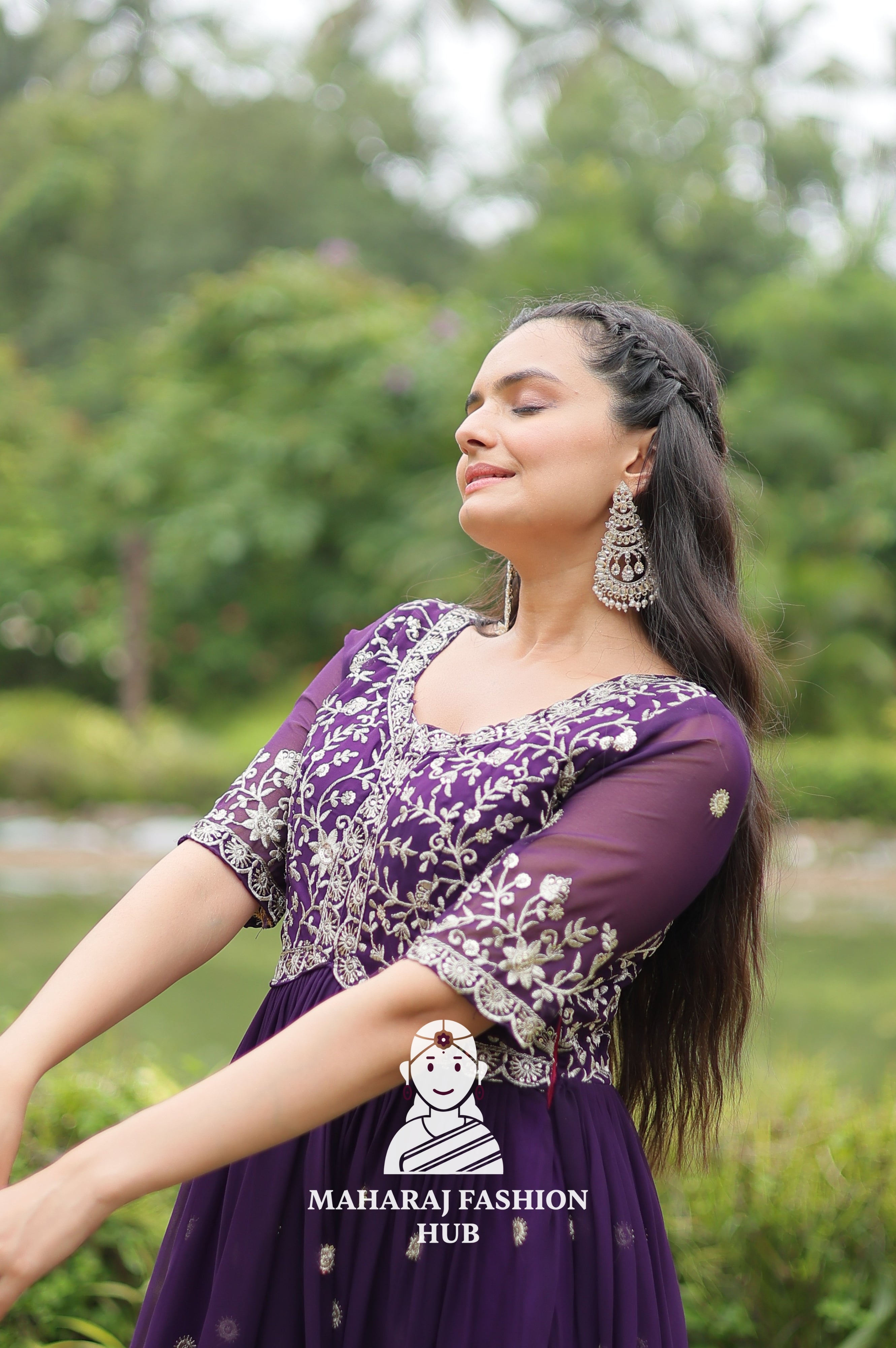 🎀 Party-Ready Gown in Zari Embroidery - Special Designer Gown