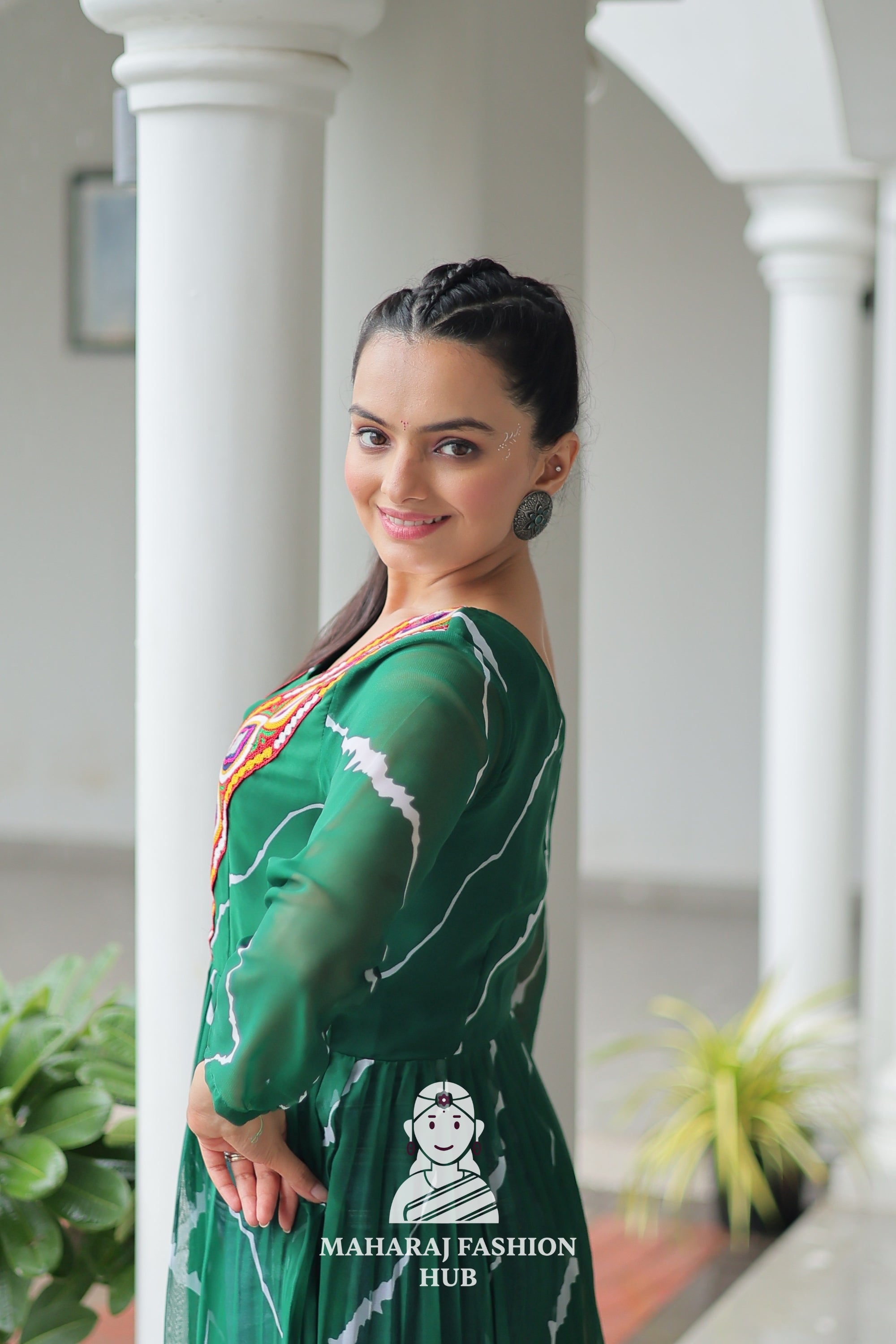 Traditional Faux Georgette Leheriya Patchwork Festive Navratri Kurti 💫🪔
