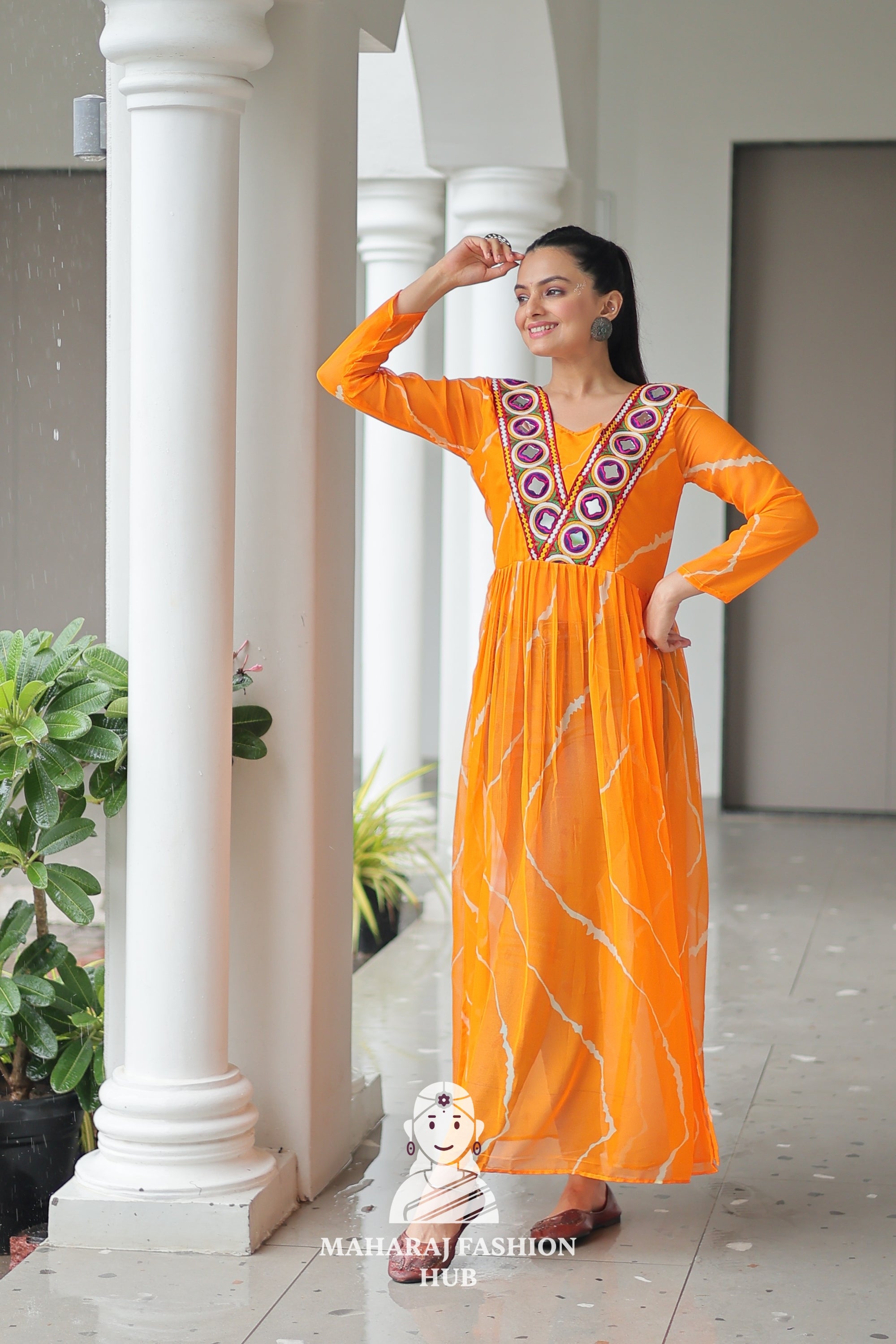 Navratri - Vibrant Leheriya Print Kutchi Patch Navratri Kurti Collection 🎨🌸