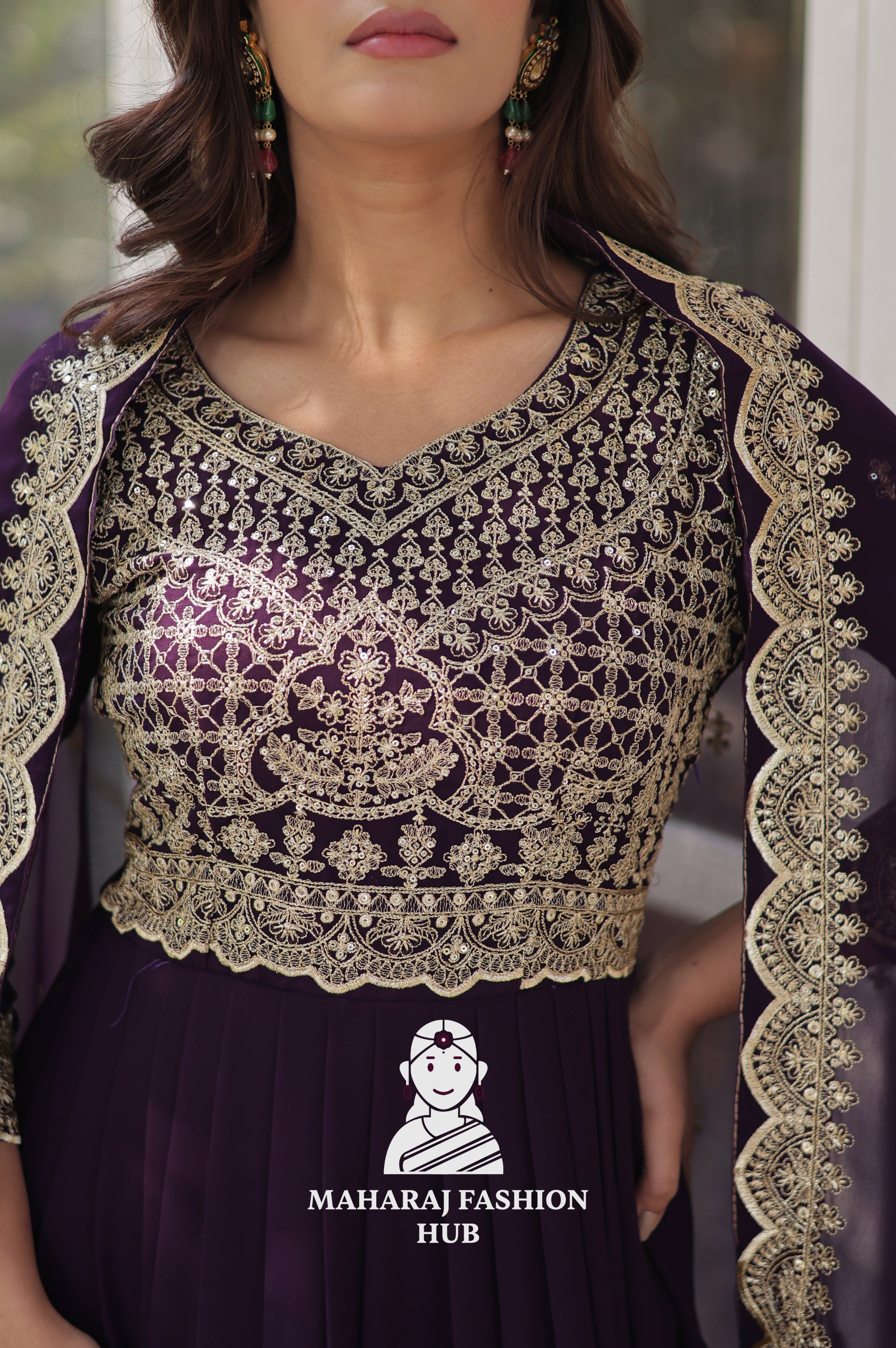 🌸 Designer Gown in Faux Blooming with Heavy Work & Stylish Dupatta - Combo Offer Gown