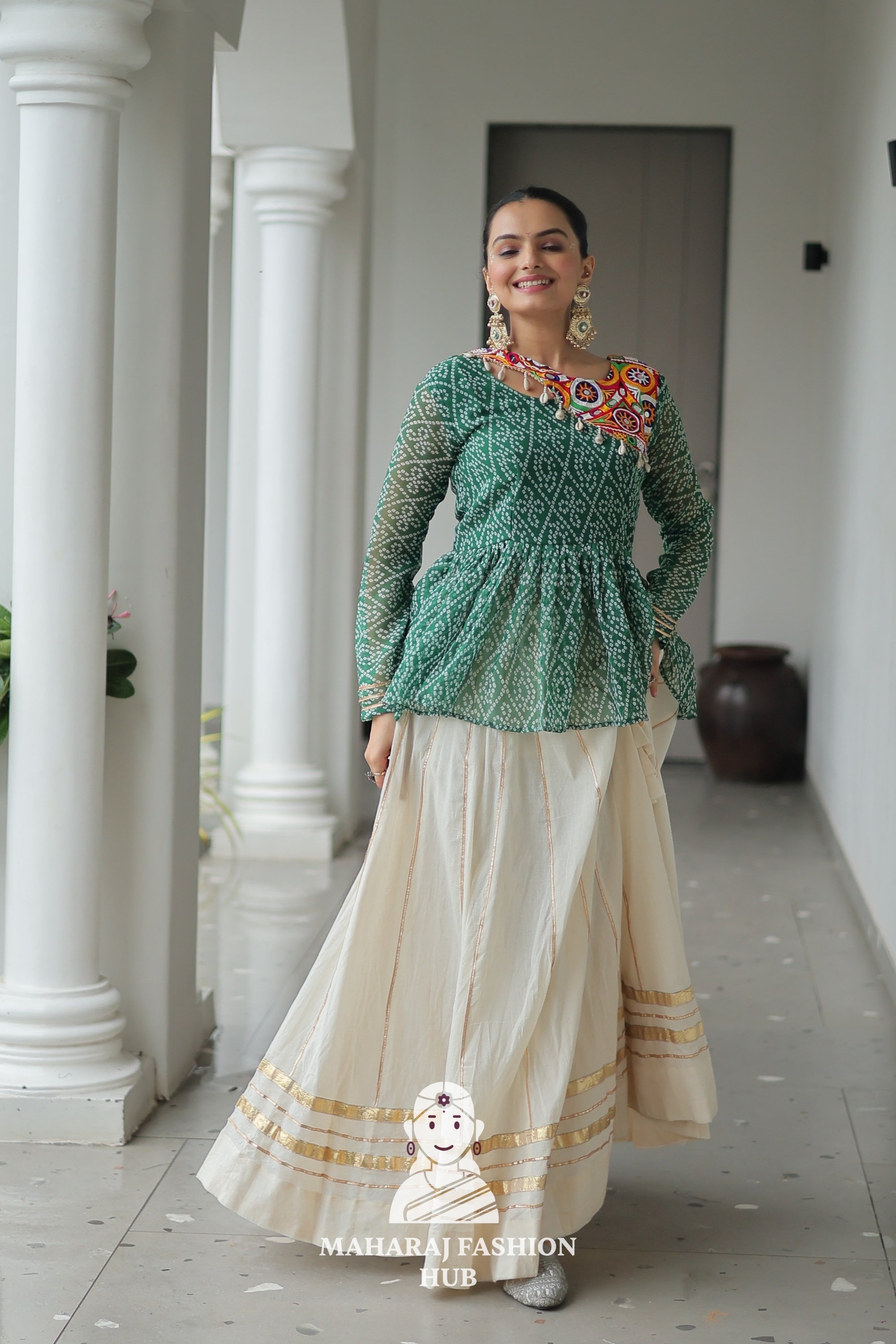 Navratri - Combo Stylish Gota Patti Lehenga and Kutchi Bandhani Top for Navratri Nights 💫🎶