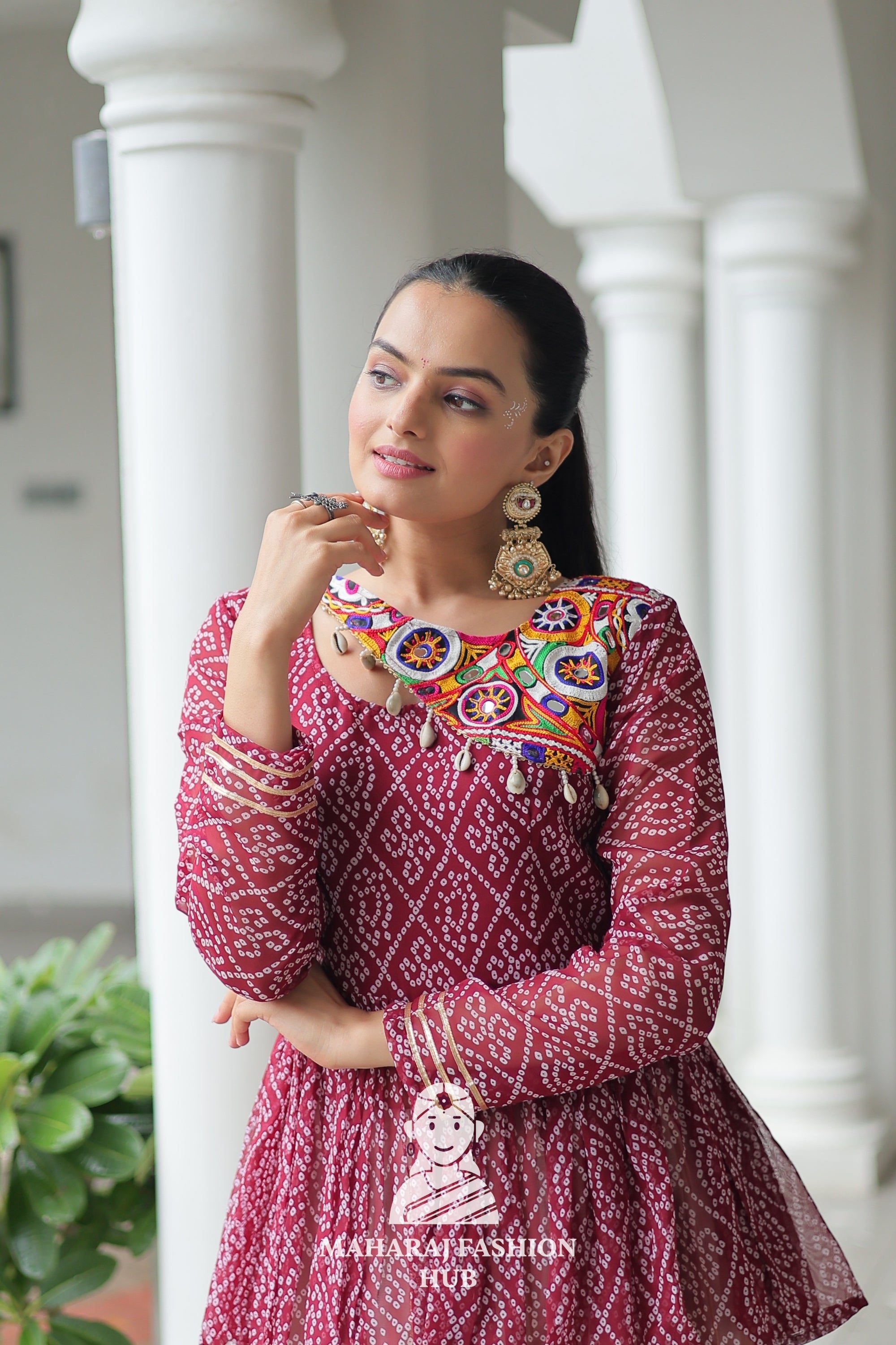 Navratri - Festive Lehenga Set – Bandhani Print Kutchi Work Top with Gota Patti Skirt 👑🌺