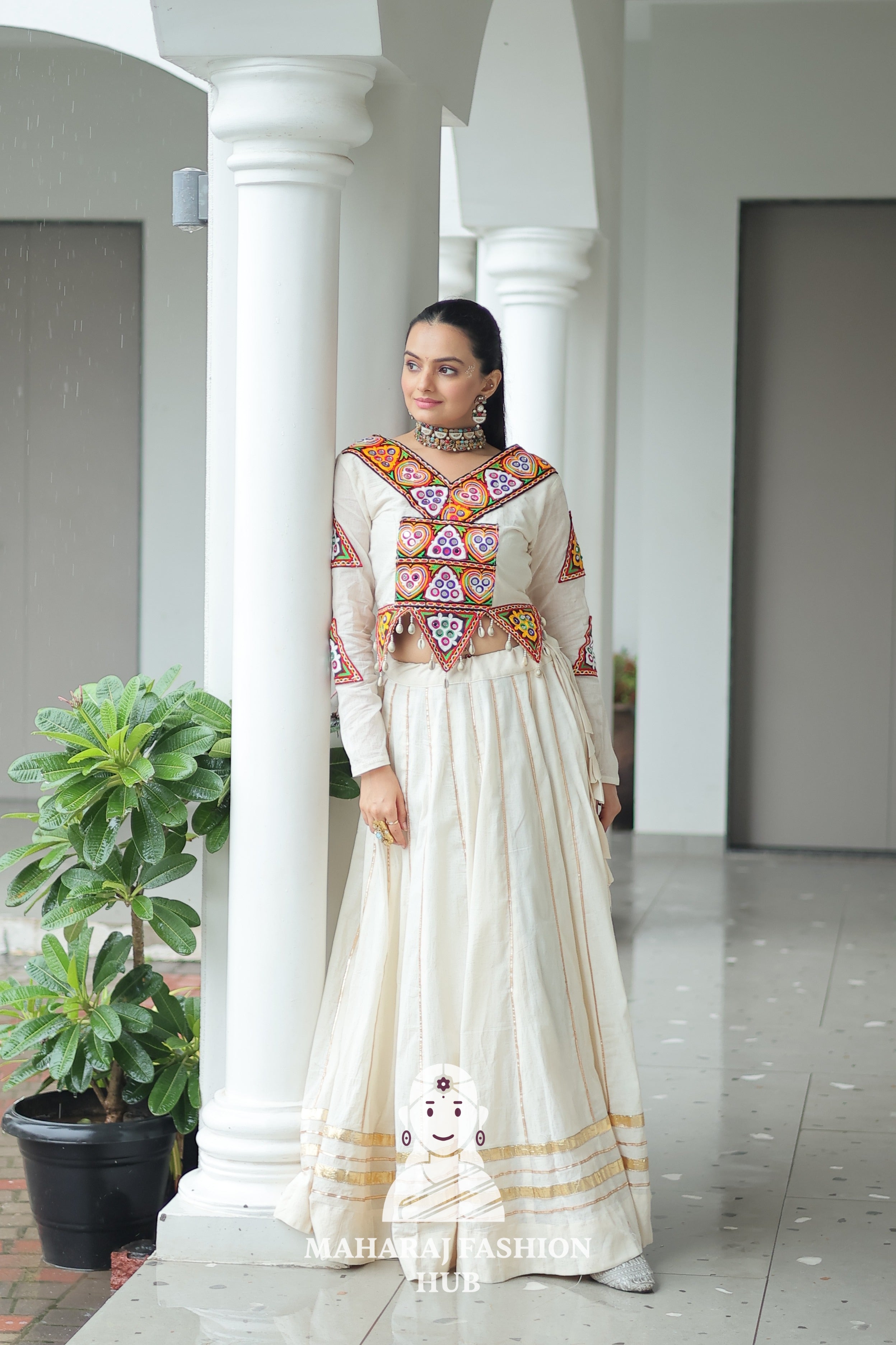 🌸 Traditional Navratri Elegance: Kora Cotton Chaniya Choli 🌸
