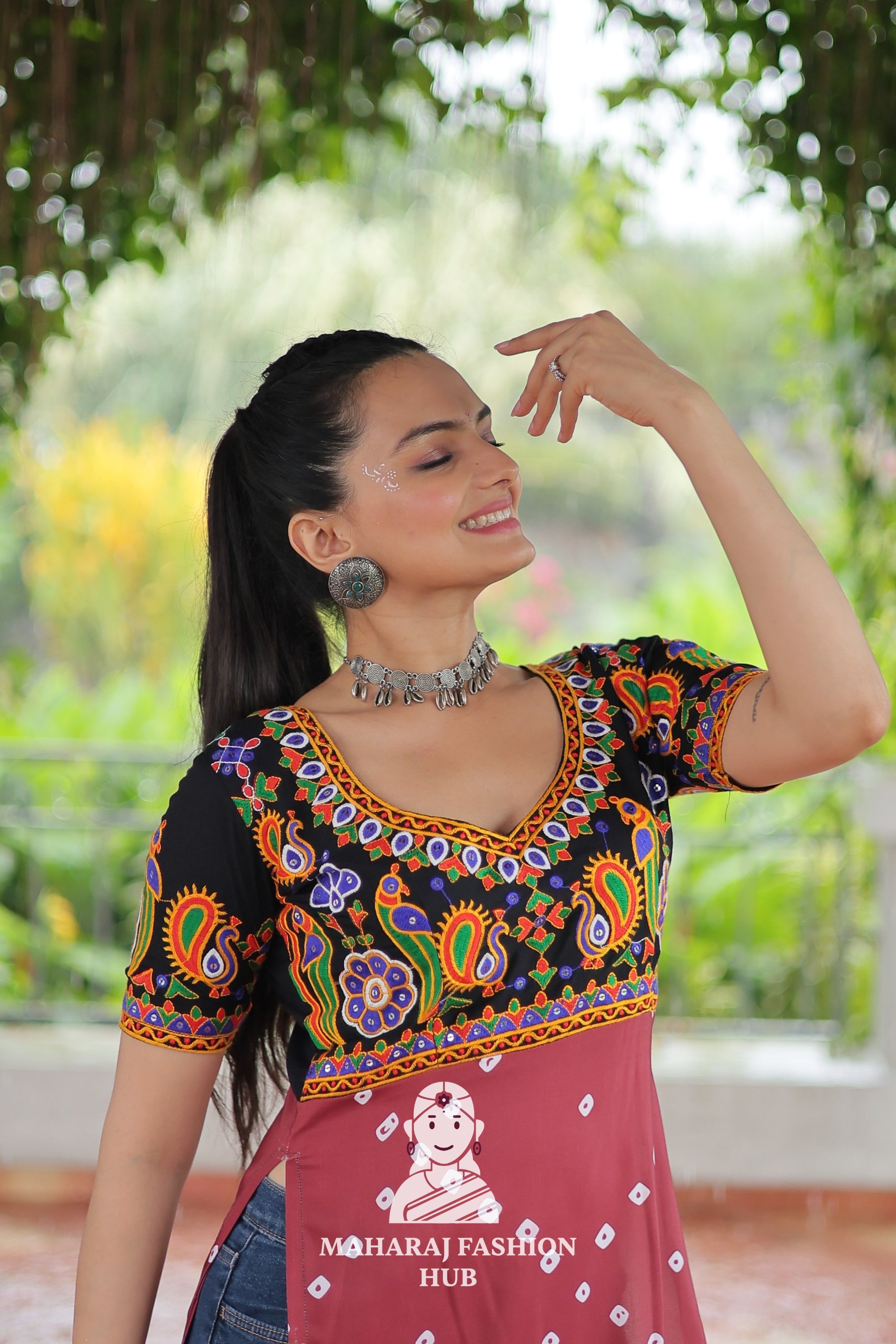 Premium Faux Georgette Bandhani Kutchi Patchwork Kurti for Festive Style 🌸🪔