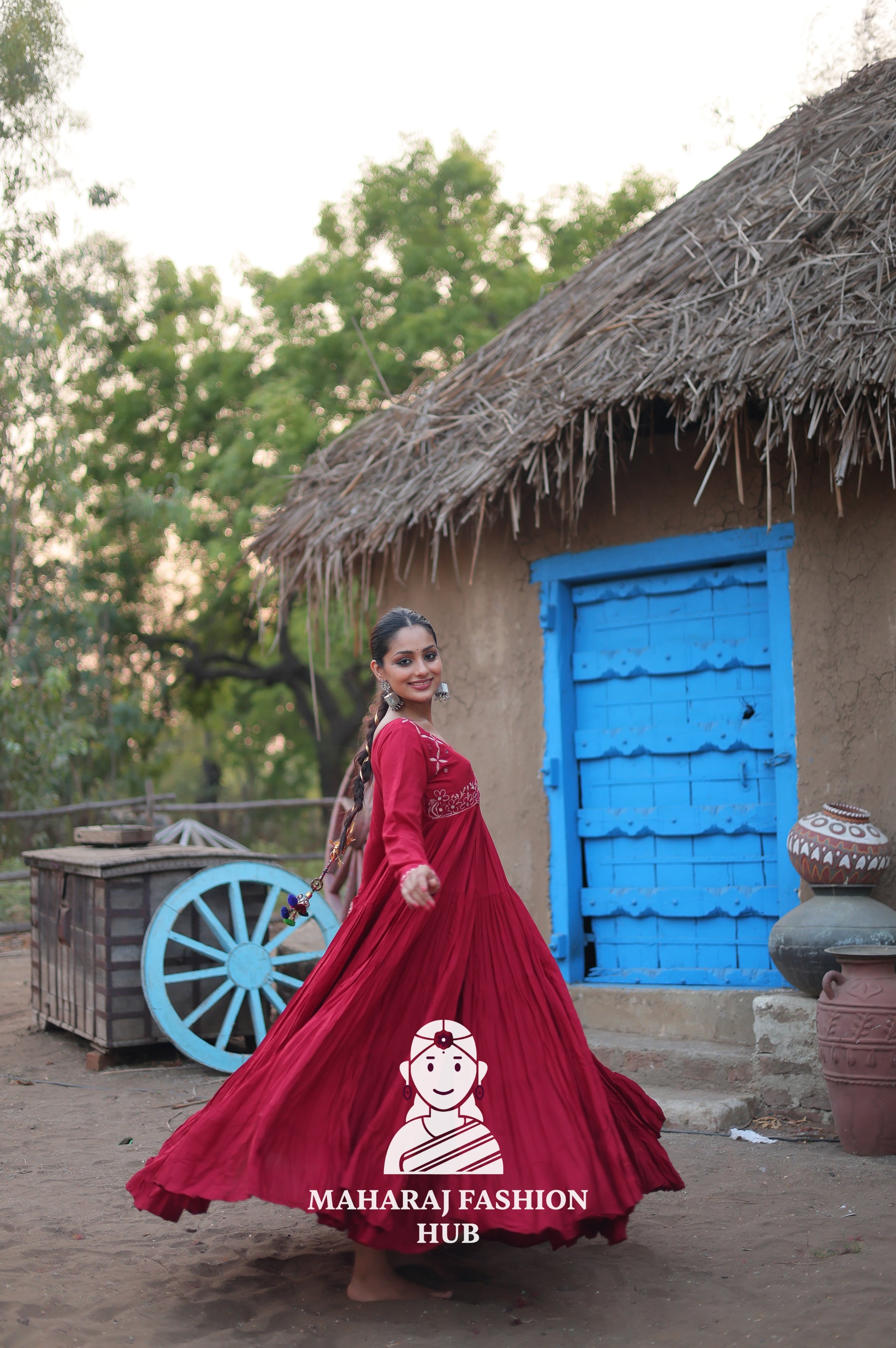 Stunning Reyon Fabric Gown with Luxurious 15 Meter Flair