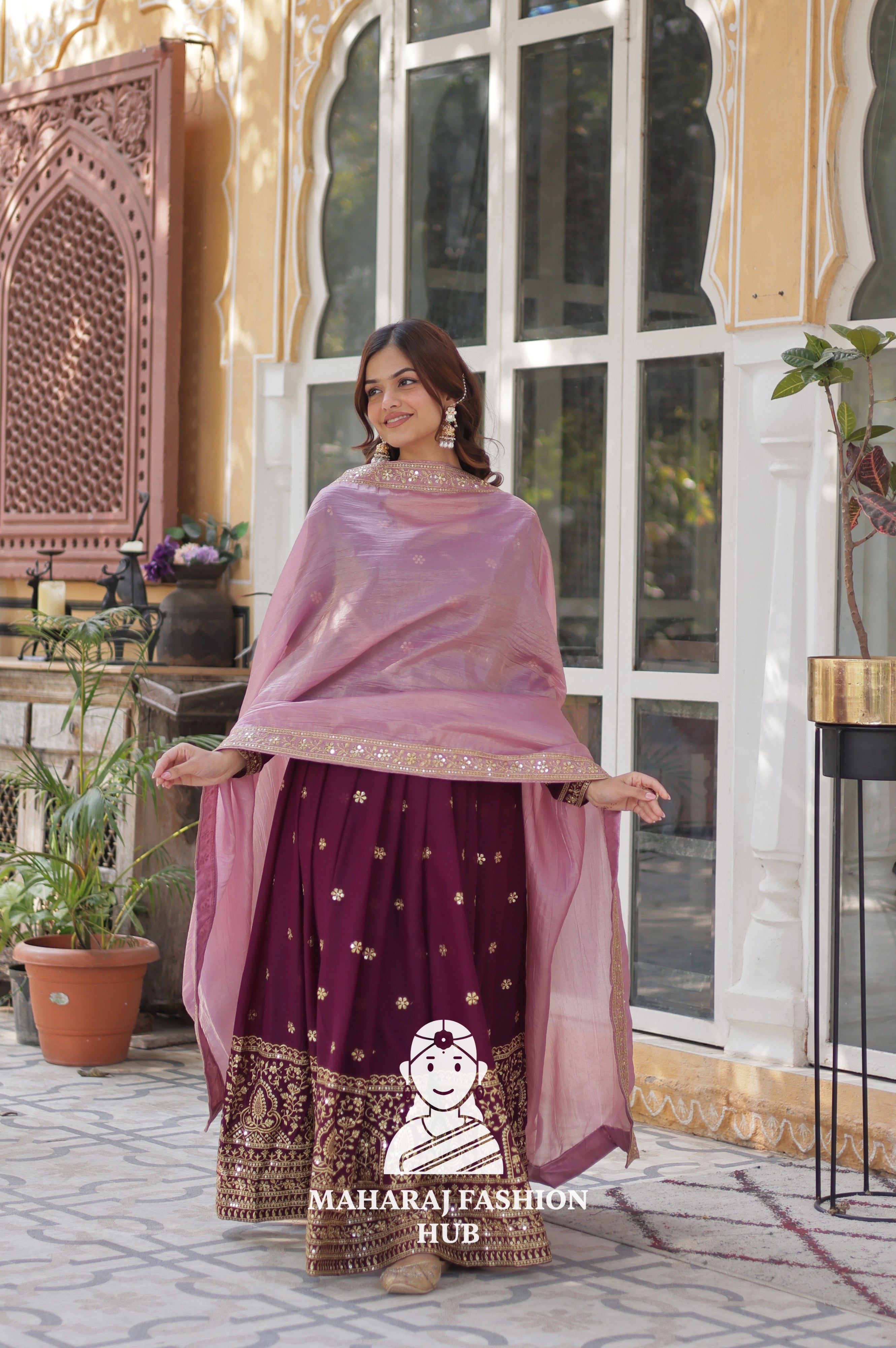 🧵 Full-Sleeve Gown in Star Georgette with Fancy Finish - Special Designer Gown