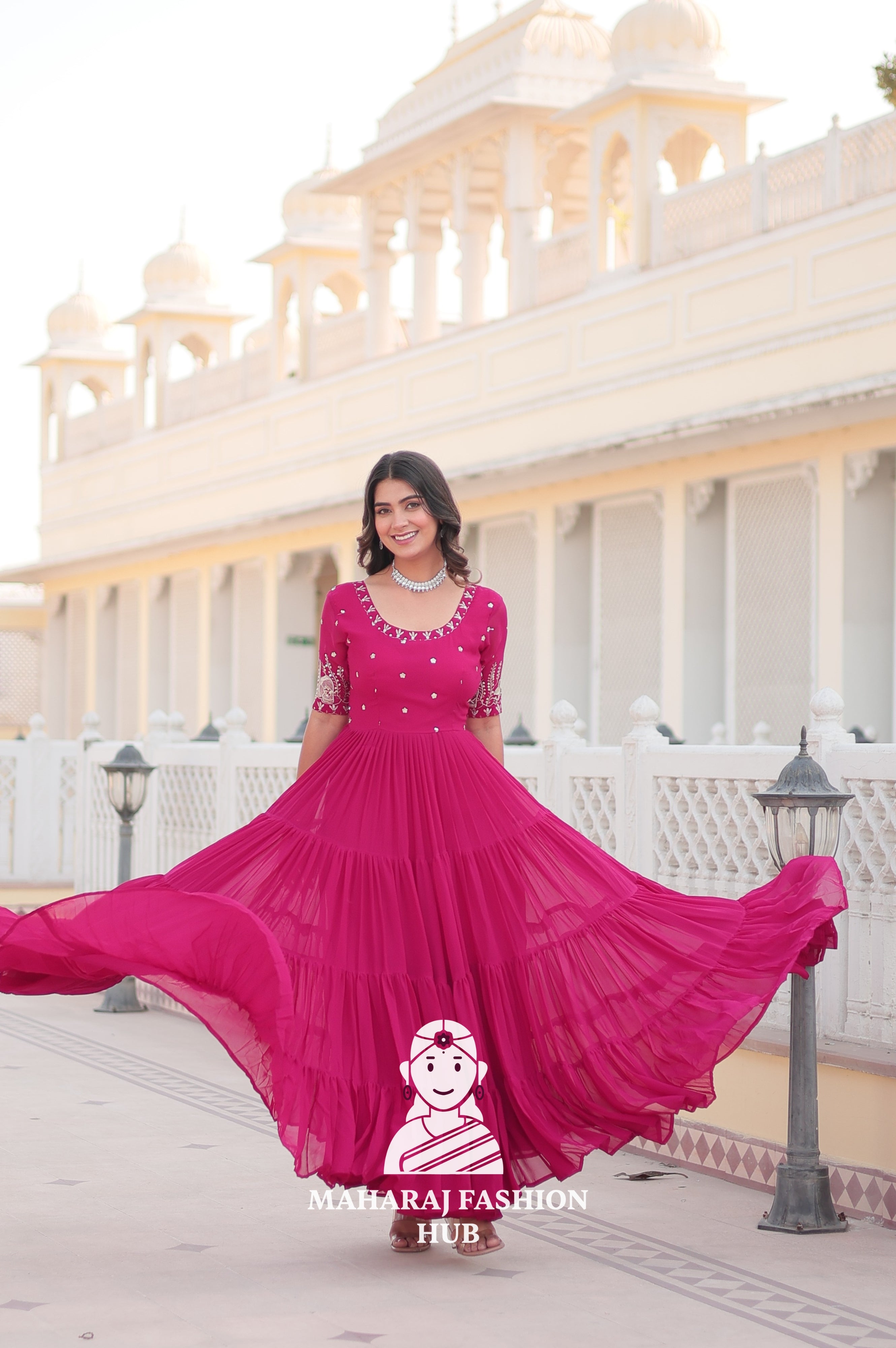 Designer Fabric Charm Embroidery Zari Sequins-work
