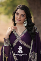 Stunning Fabric Craft with Sequins Embroidered Dupatta - Special Designer Gown
