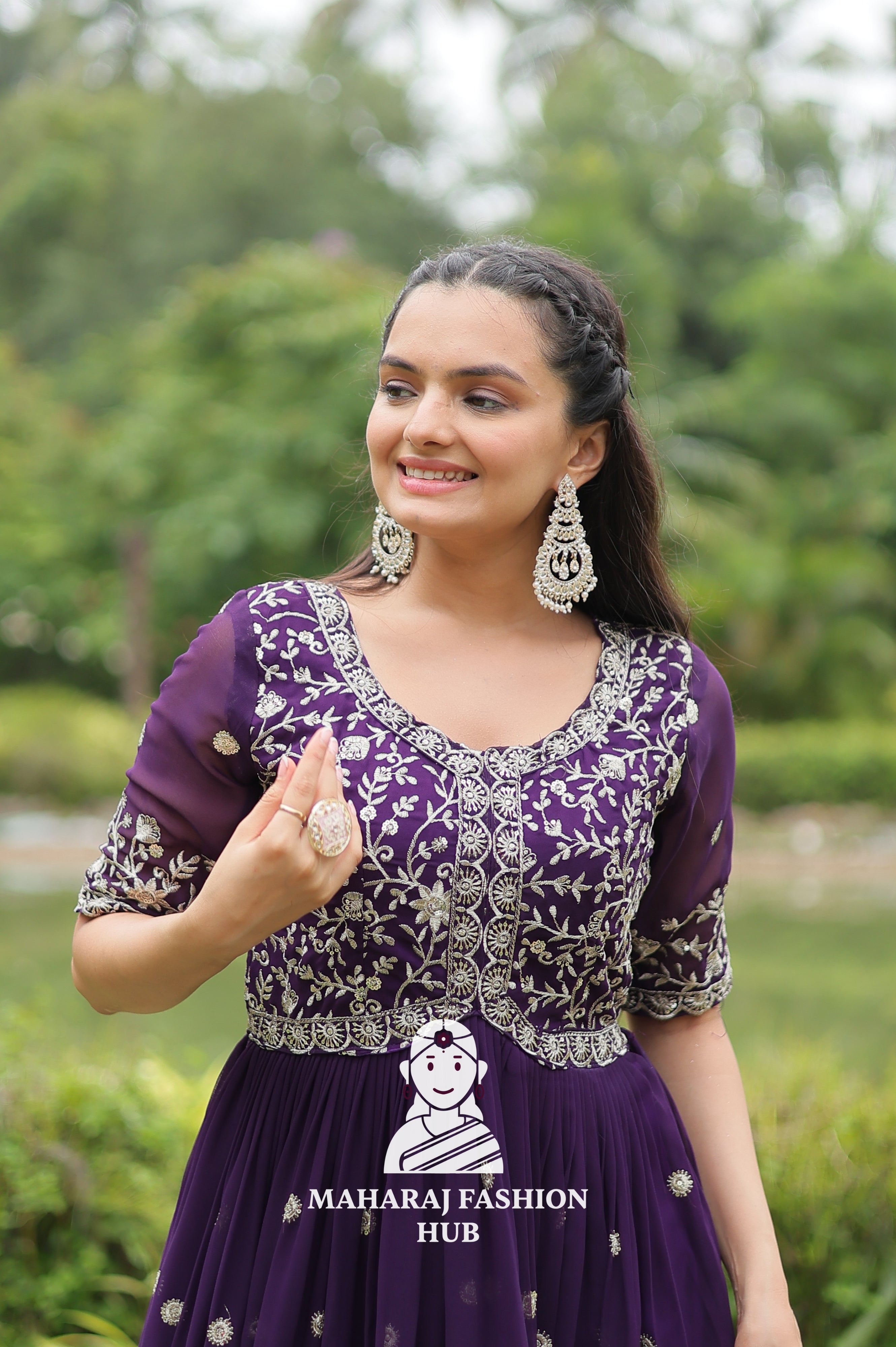 🎀 Party-Ready Gown in Zari Embroidery - Special Designer Gown