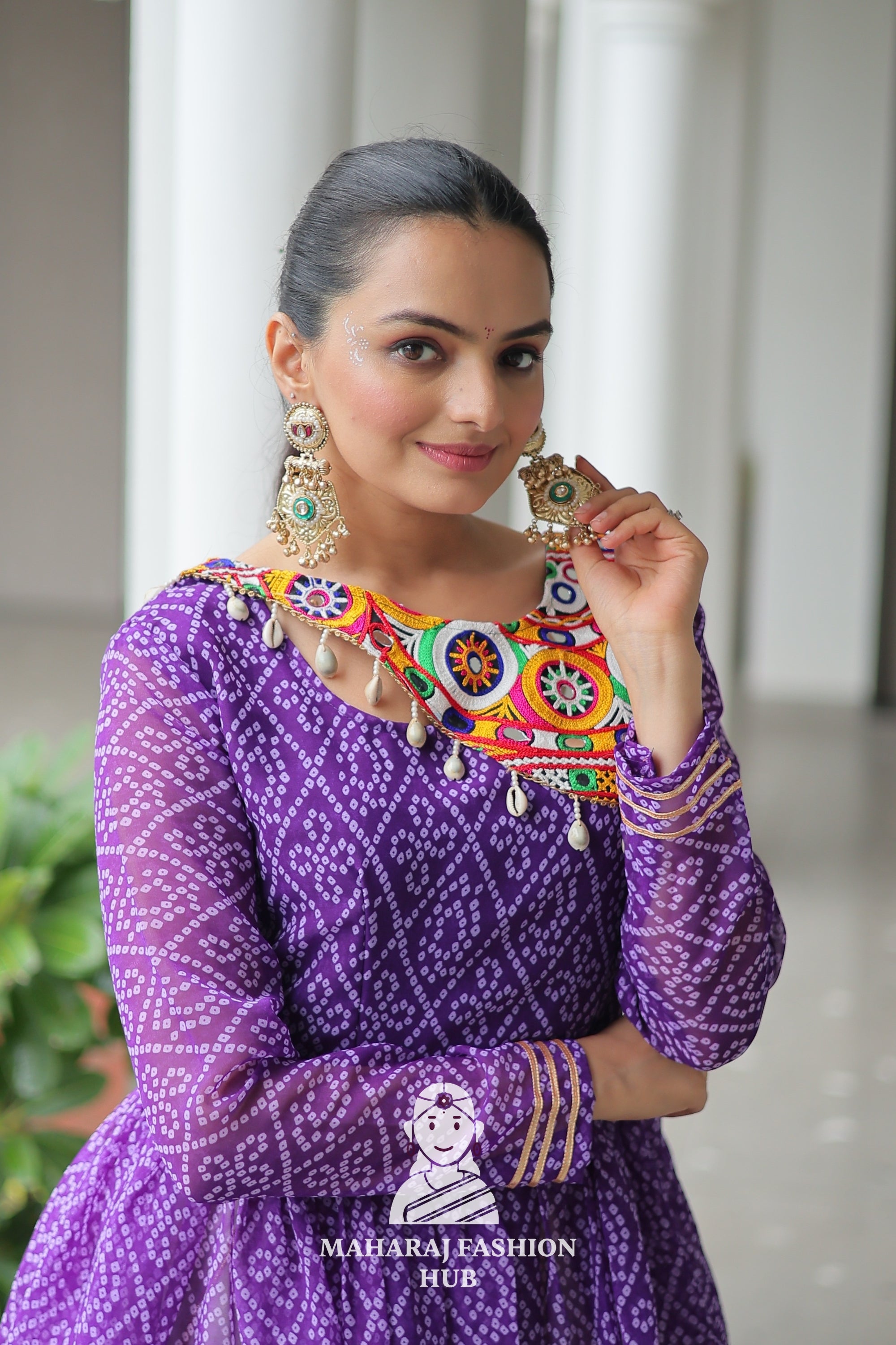 Navratri - Festive Lehenga Set – Bandhani Print Kutchi Work Top with Gota Patti Skirt 👑🌺