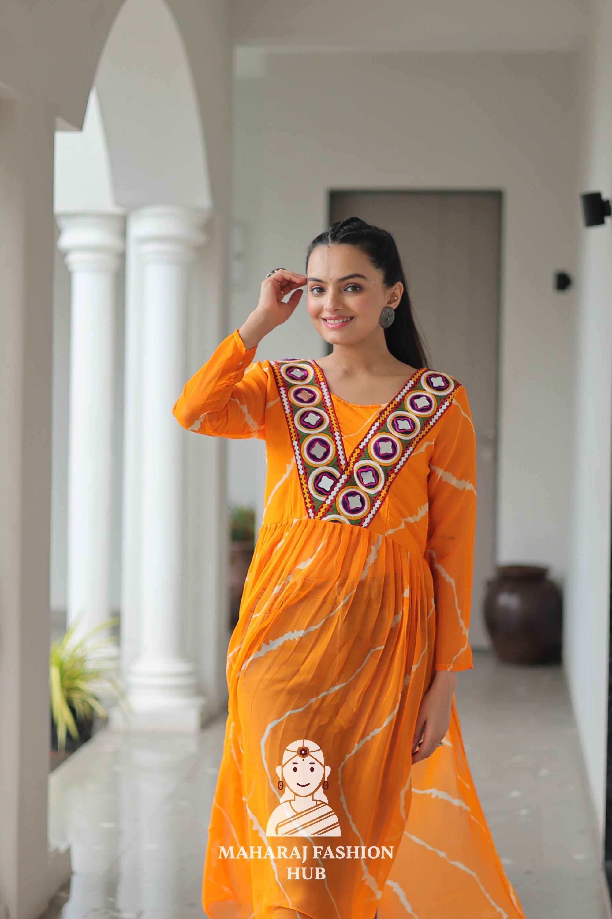 Navratri - Vibrant Leheriya Print Kutchi Patch Navratri Kurti Collection 🎨🌸