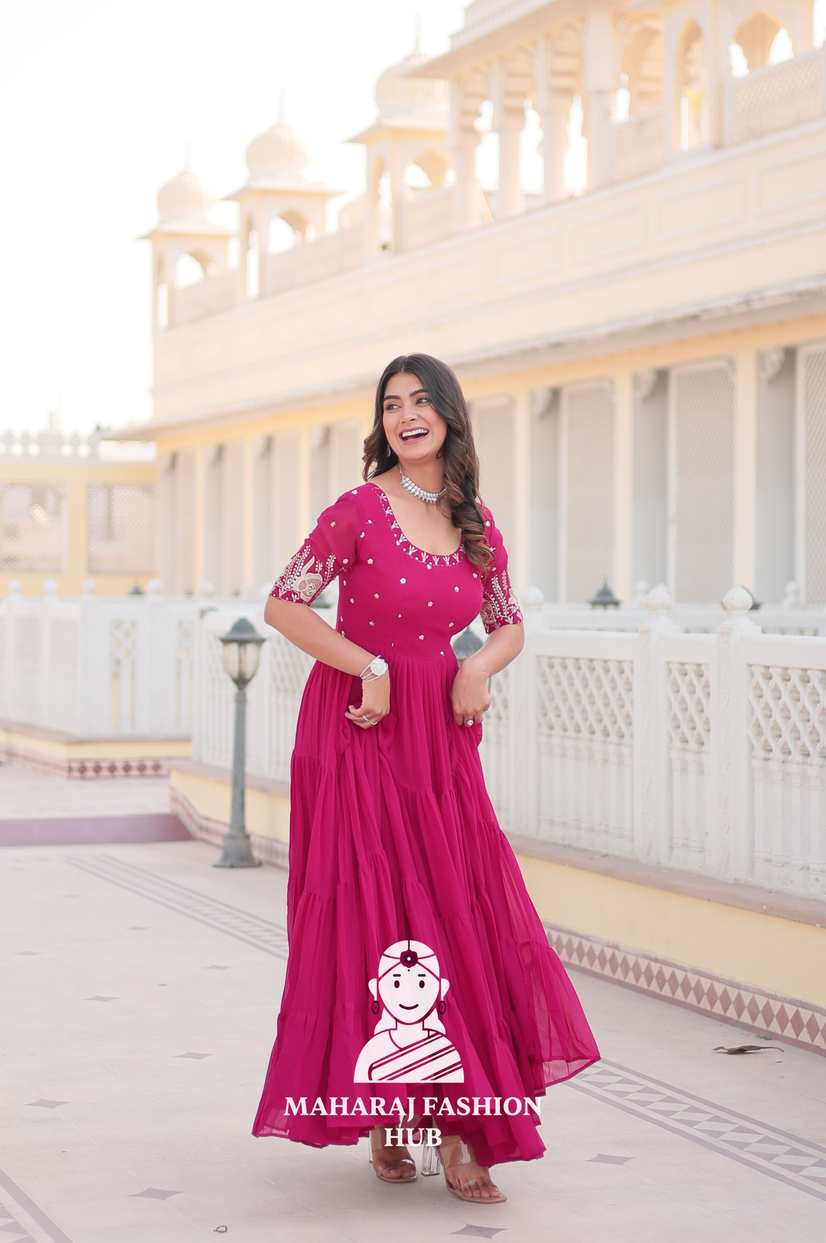 Designer Fabric Charm Embroidery Zari Sequins-work